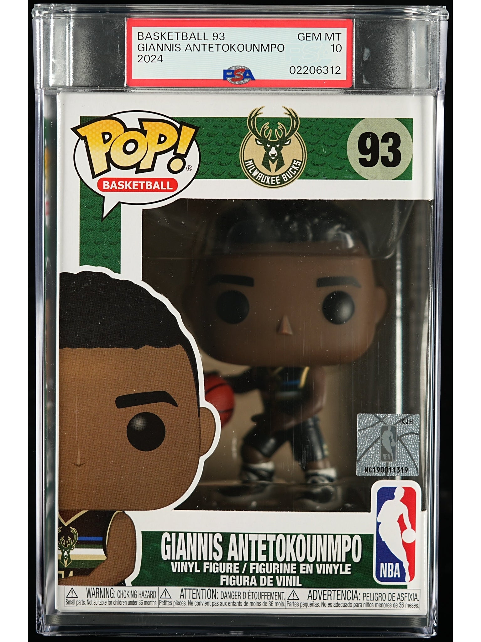 Funko Pop! NBA Milwaukee Bucks: Giannis Antetokounmpo PSA Graded Vinyl Figure #93 Cert #02206312