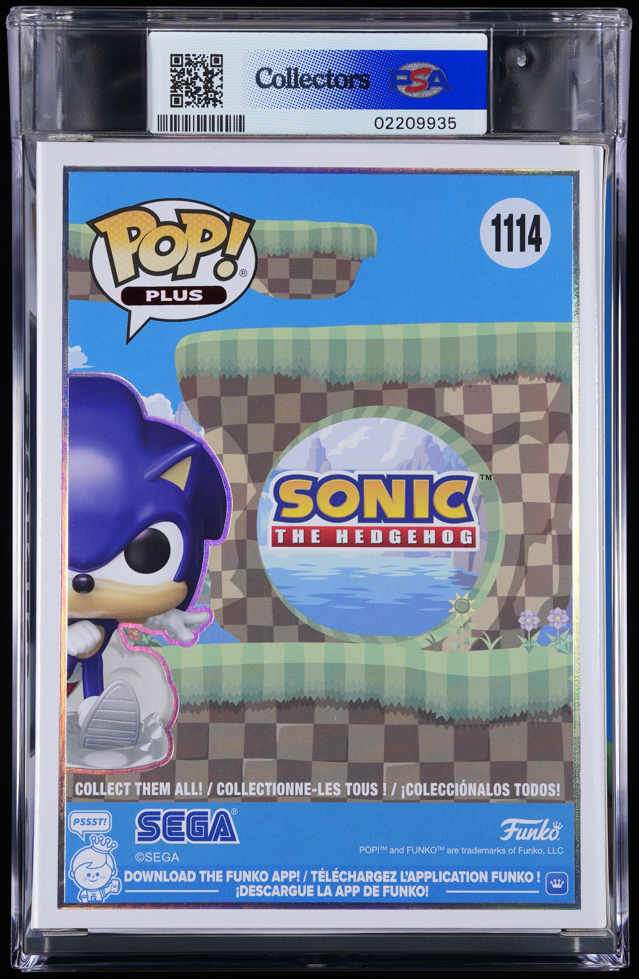 Funko Pop! PSA Graded Sonic the Hedgehog: Sonic PSA Graded 9 MINT Vinyl Figure #1114 Cert #02209935