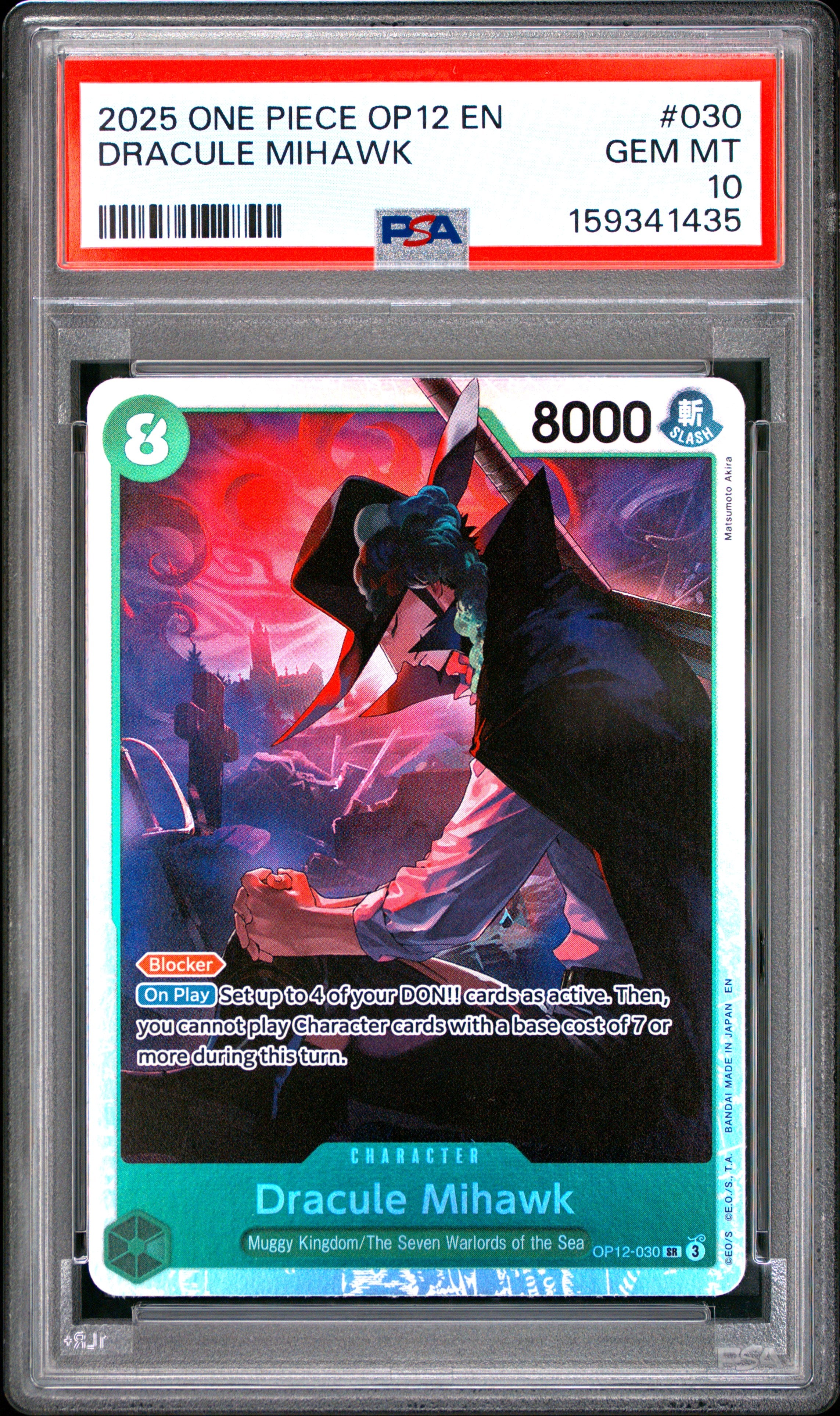 One Piece Op12 Legacy Of The Master 030 Dracule Mihawk PSA 10 GEM MINT Cert #159341435
