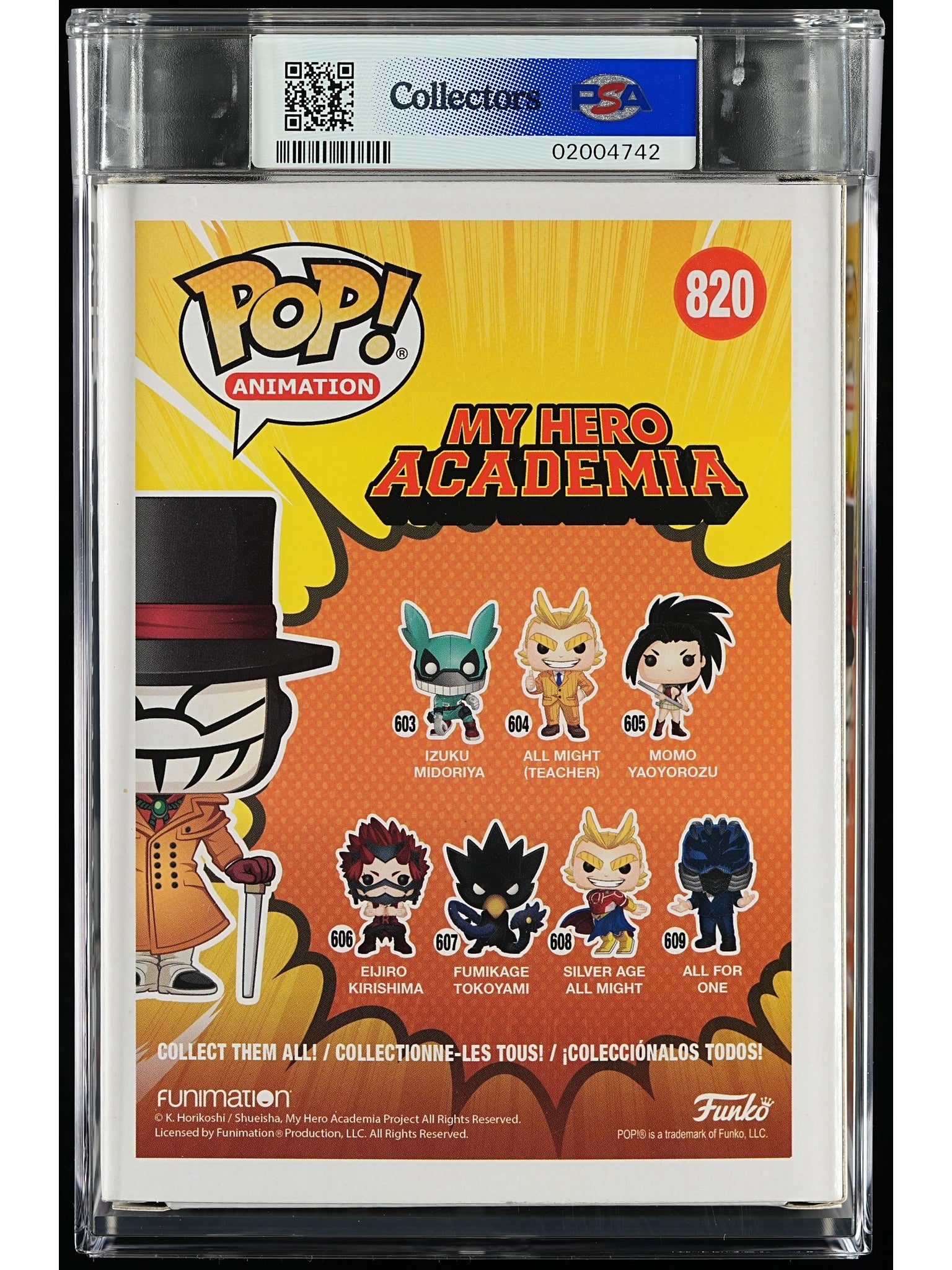 Funko Pop! My Hero Academia: Mr. Compress PSA Graded Vinyl Figure #820 Cert #02004742
