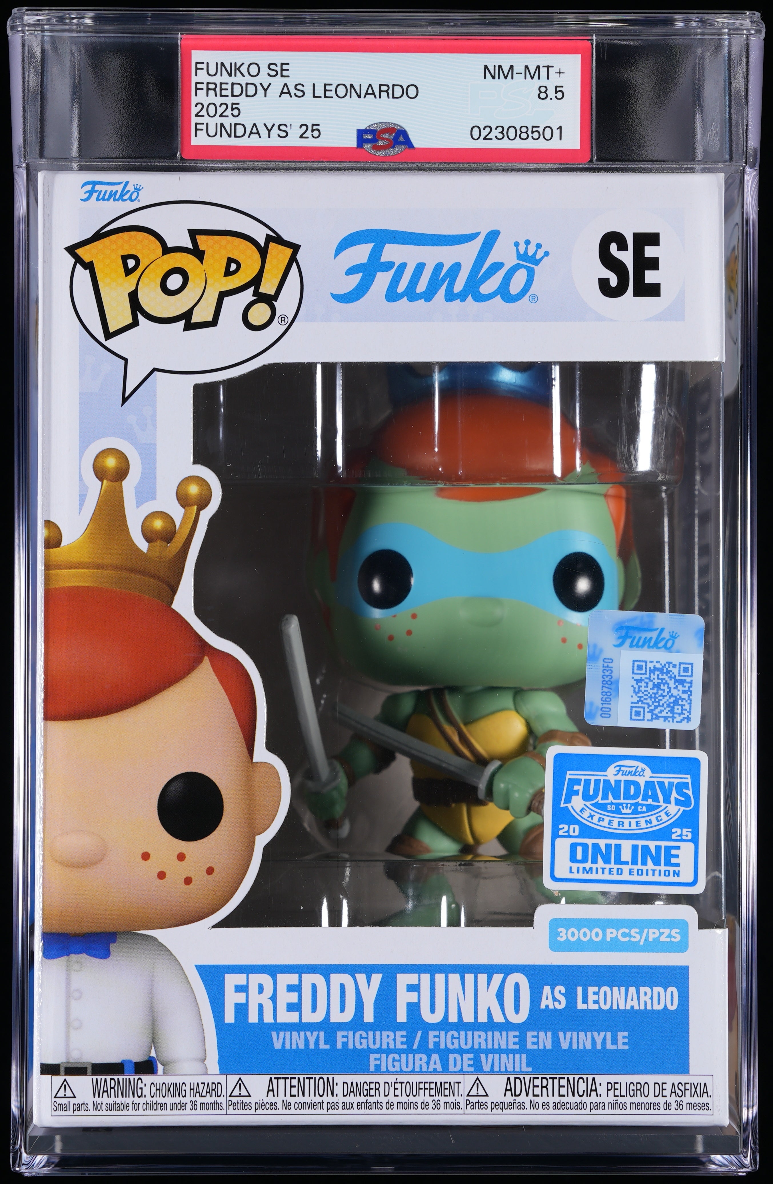 Funko Pop! PSA Graded Teenage Mutant Ninja Turtles: Freddy as Leonardo (2025 Fundays) PSA Graded 8.5 NM-MT+ Vinyl Figure #SE Cert #02308501