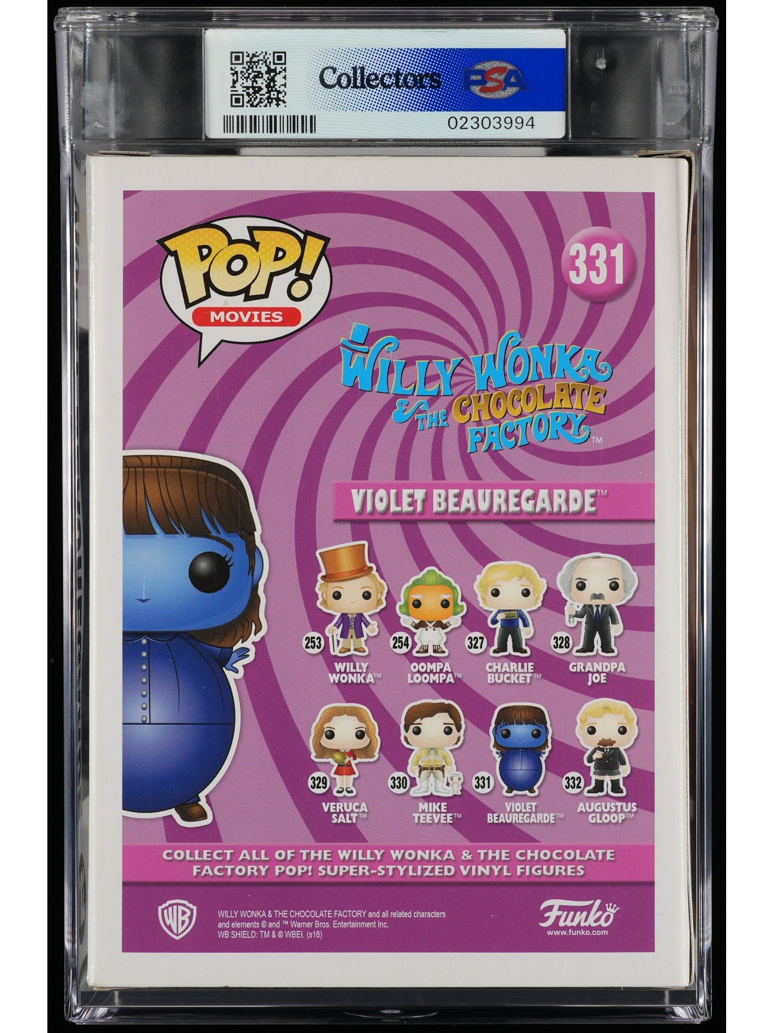 Funko Pop! Willy Wonka: Violet Beauregarde PSA Graded Vinyl Figure #331 Cert #02303994