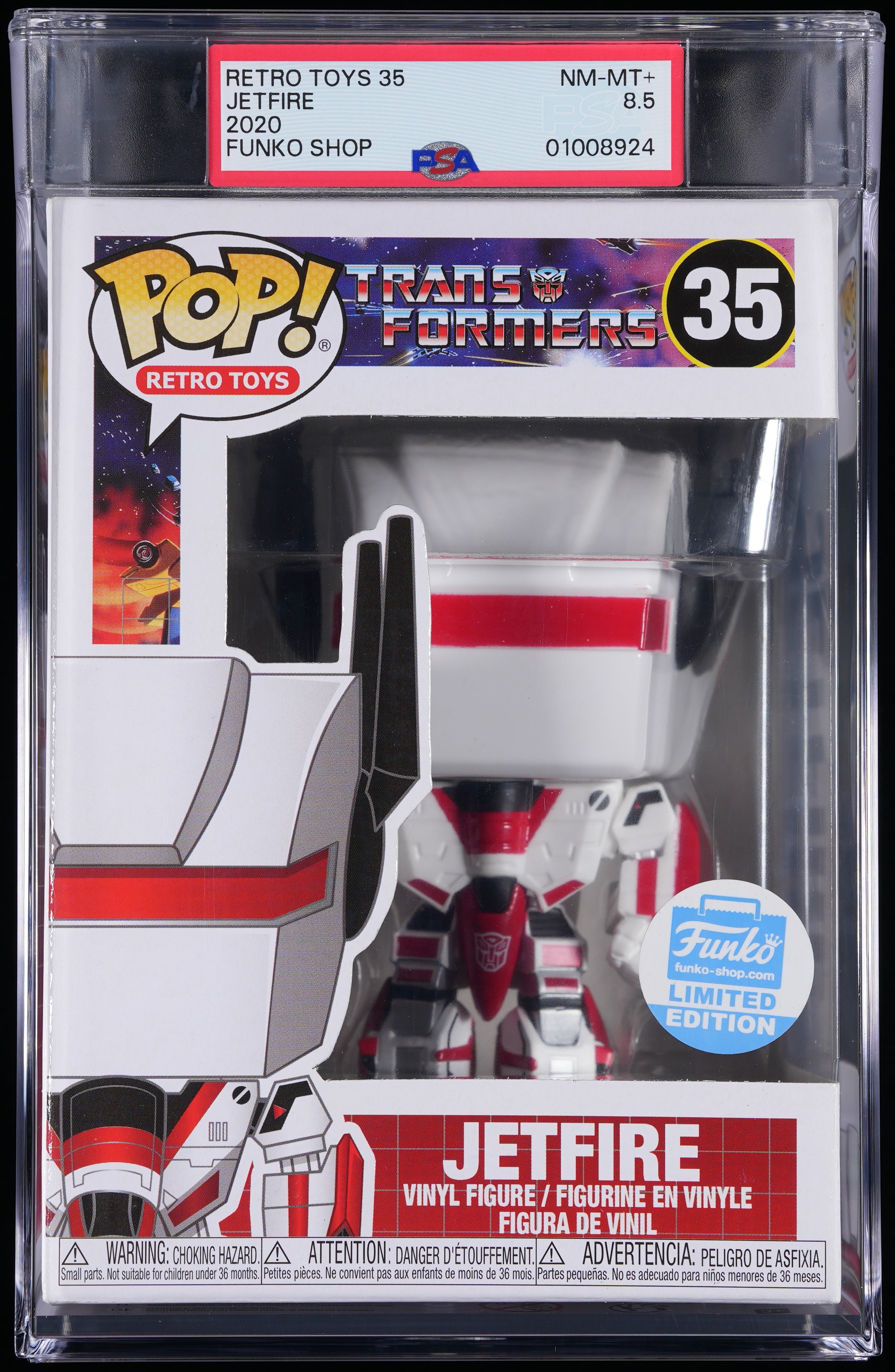Funko Pop! PSA Graded Transformers: Jetfire (Funko Shop) PSA Graded 8.5 NM-MT+ Vinyl Figure #35 Cert #01008924