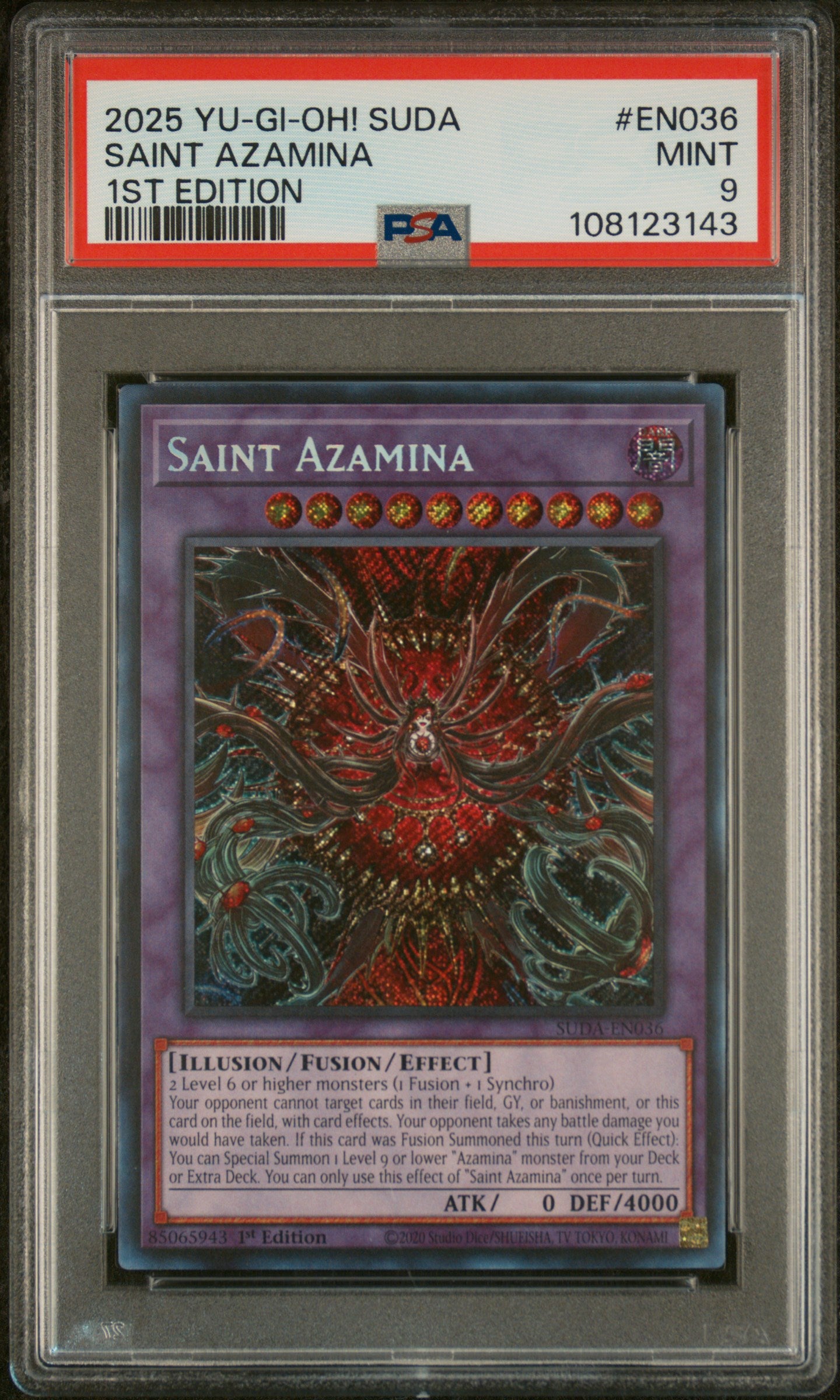 Yu-Gi-Oh! Suda-Supreme Darkness En036 Saint Azamina 1St Edition Card Psa 9 Mint Cert #108123143