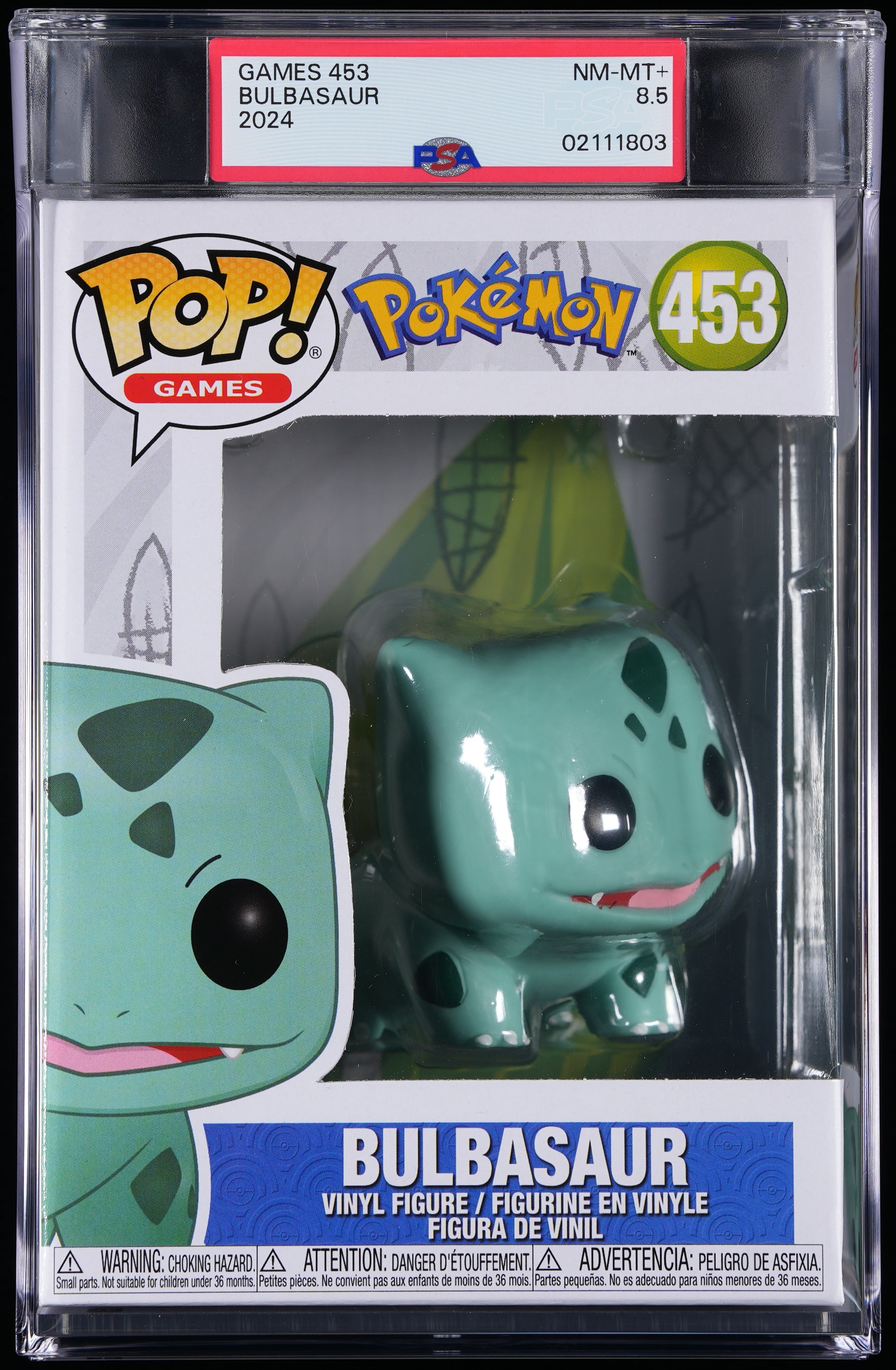 Funko Pop! PSA Graded Pokemon: Bulbasaur PSA Graded 8.5 NM-MT+ Vinyl Figure #453 Cert #02111803