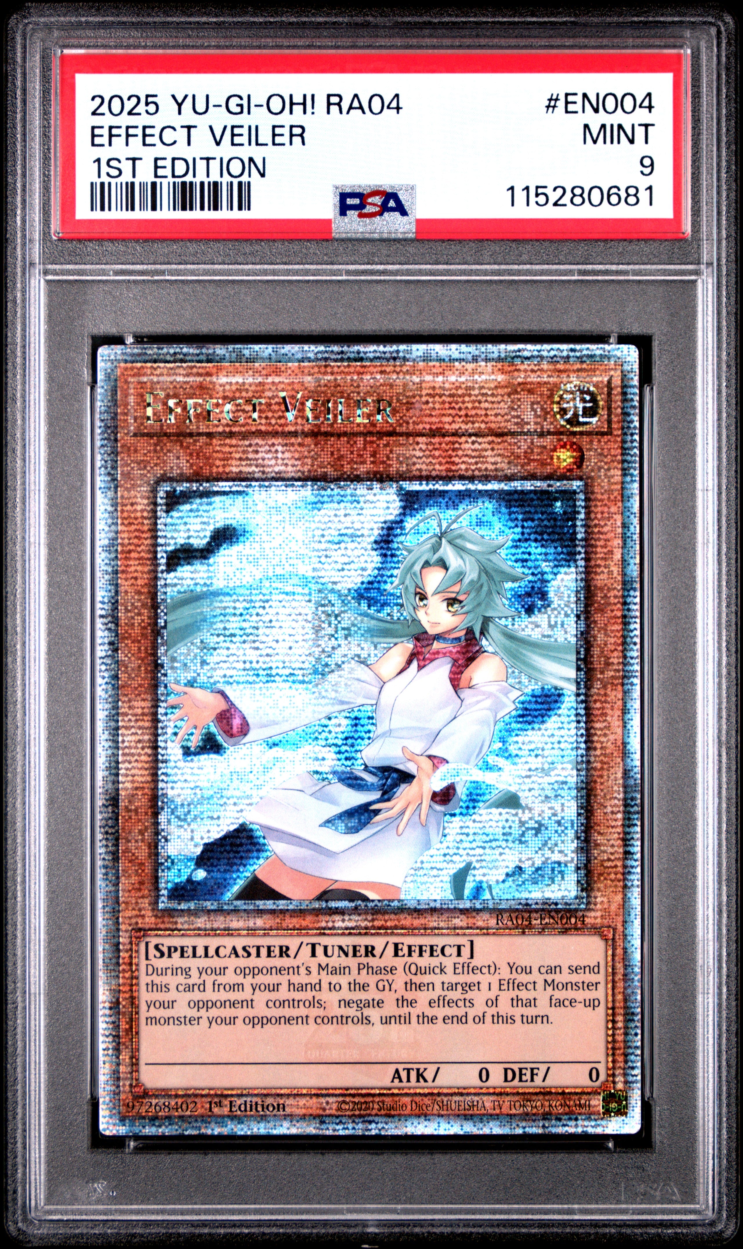 Yu Gi Oh! Ra04 Quarter Century Stampede En004 Effect Veiler 1St Edition PSA 9 MINT Cert #115280681