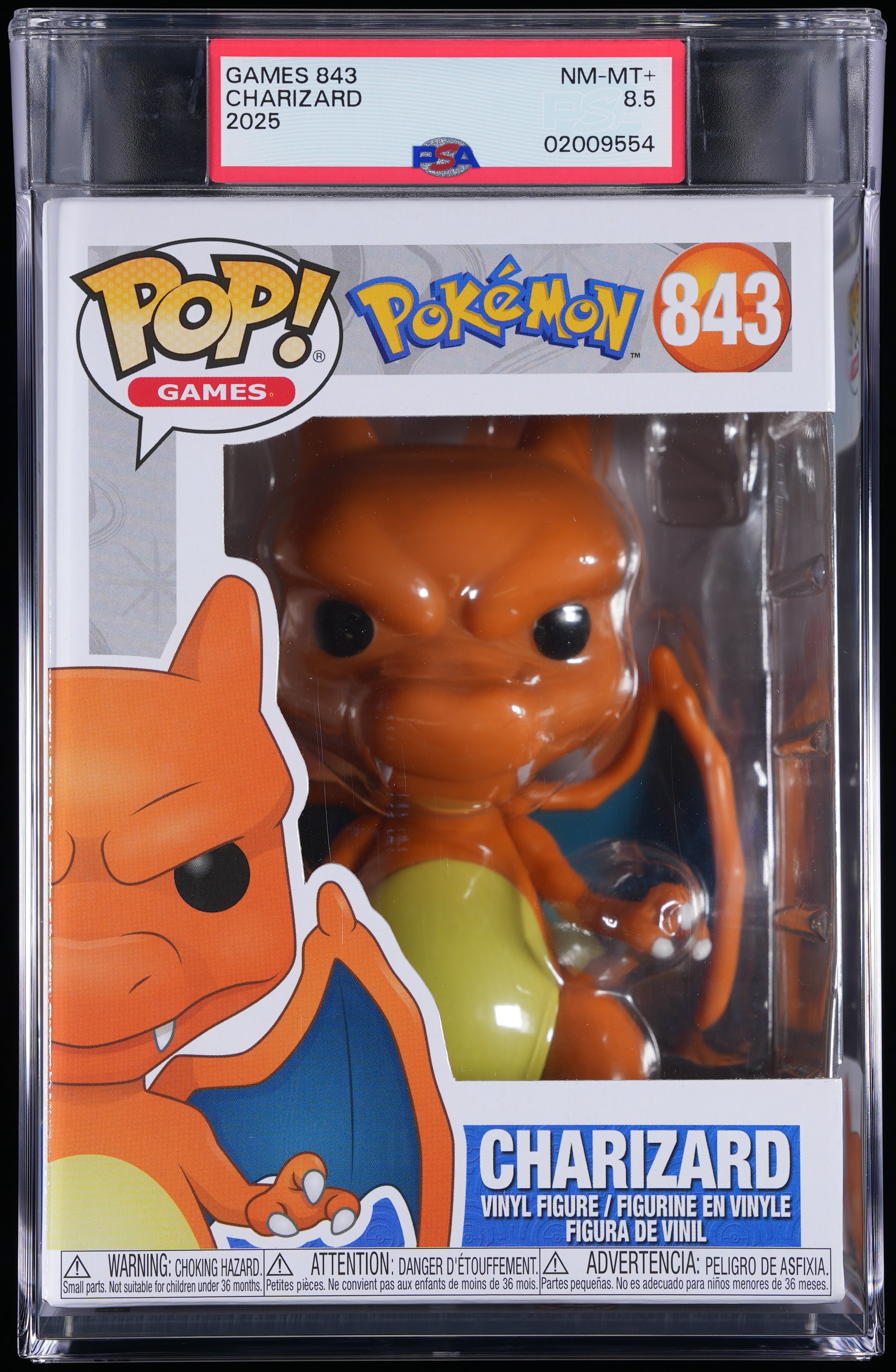 Funko Pop! PSA Graded Pokemon: Charizard PSA Graded 8.5 NM-MT+ Vinyl Figure #843 Cert #02009554