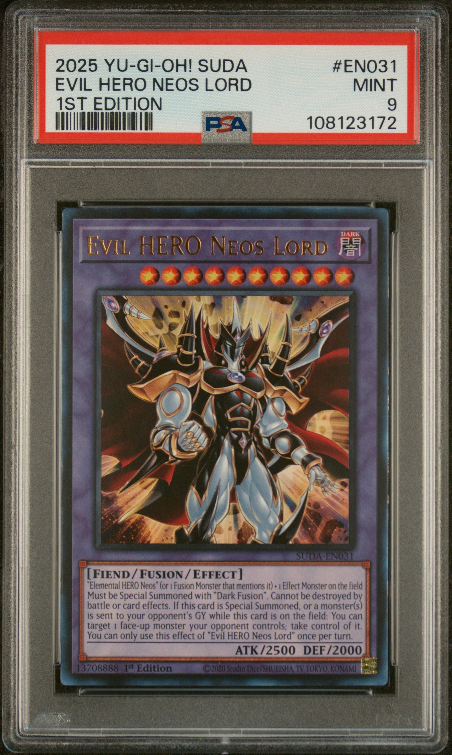 Yu-Gi-Oh! Suda-Supreme Darkness En031 Evil Hero Neos Lord 1St Edition Card Psa 9 Mint Cert #108123172