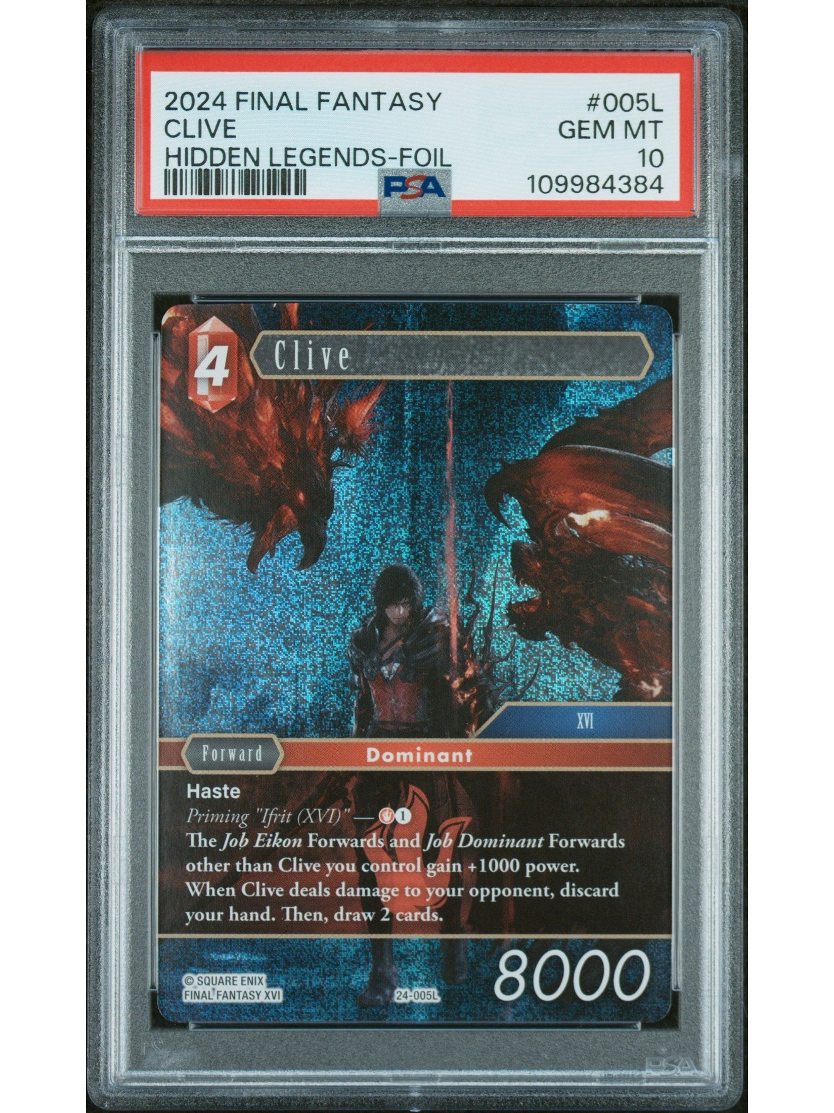 Final Fantasy Hidden Legends 005L Clive Foil Card Psa 10 Gem Mint Cert #109984384 Boxed Vinyl - Premium Collectibles Store Final Fantasy Hidden Legends 005L Clive Foil Card Psa 10 Gem Mint Cert #109984384 Boxed Vinyl - Premium Collectibles Store