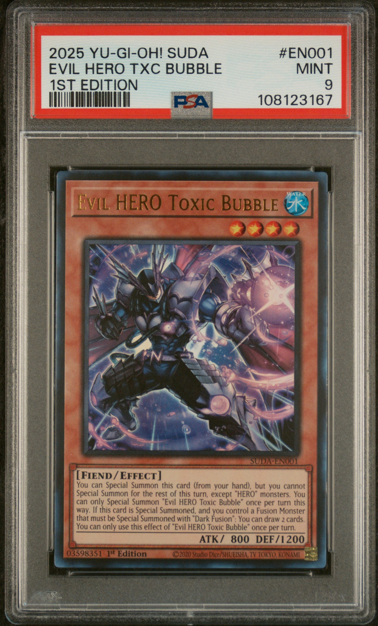 Yu-Gi-Oh! Suda-Supreme Darkness En001 Evil Hero Toxic Bubble 1St Edition Card Psa 9 Mint Cert #108123167