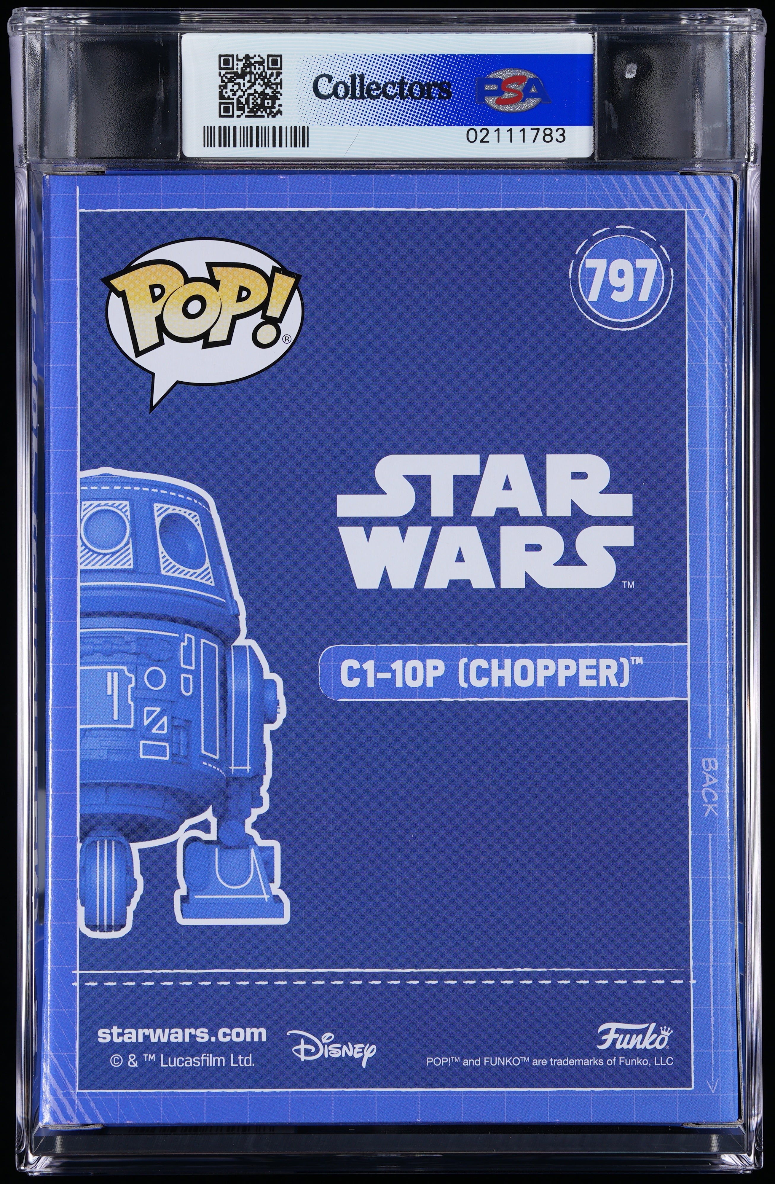 Funko Pop! PSA Graded Star Wars: C1-10p (Chopper) PSA Graded 9 MINT Vinyl Figure #797 Cert #02111783