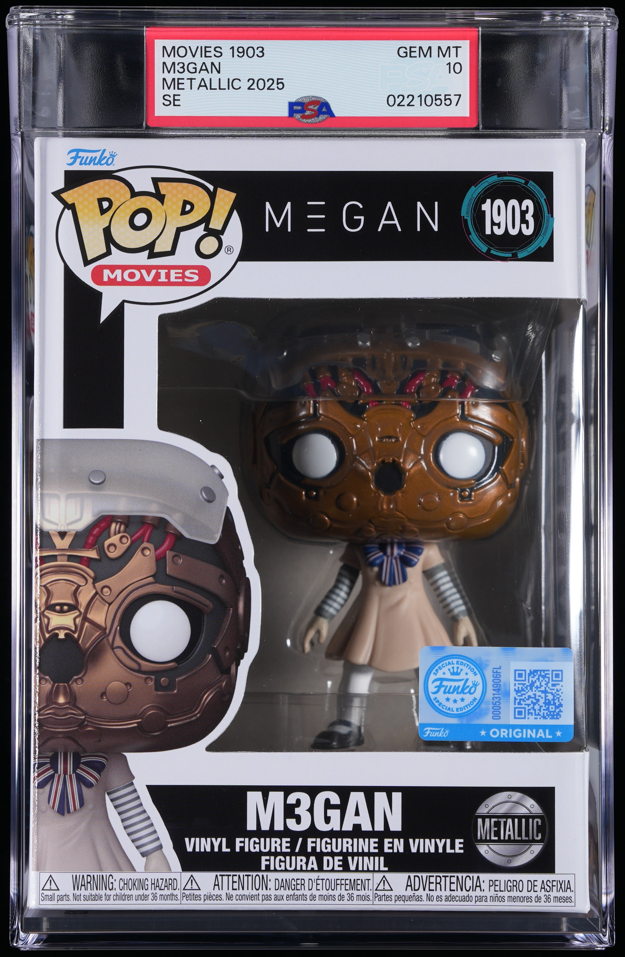 Funko Pop! PSA Graded M3GAN: M3gan (Metallic Special Edition) PSA Graded 10 GEM MINT Vinyl Figure #1903 Cert #02210557