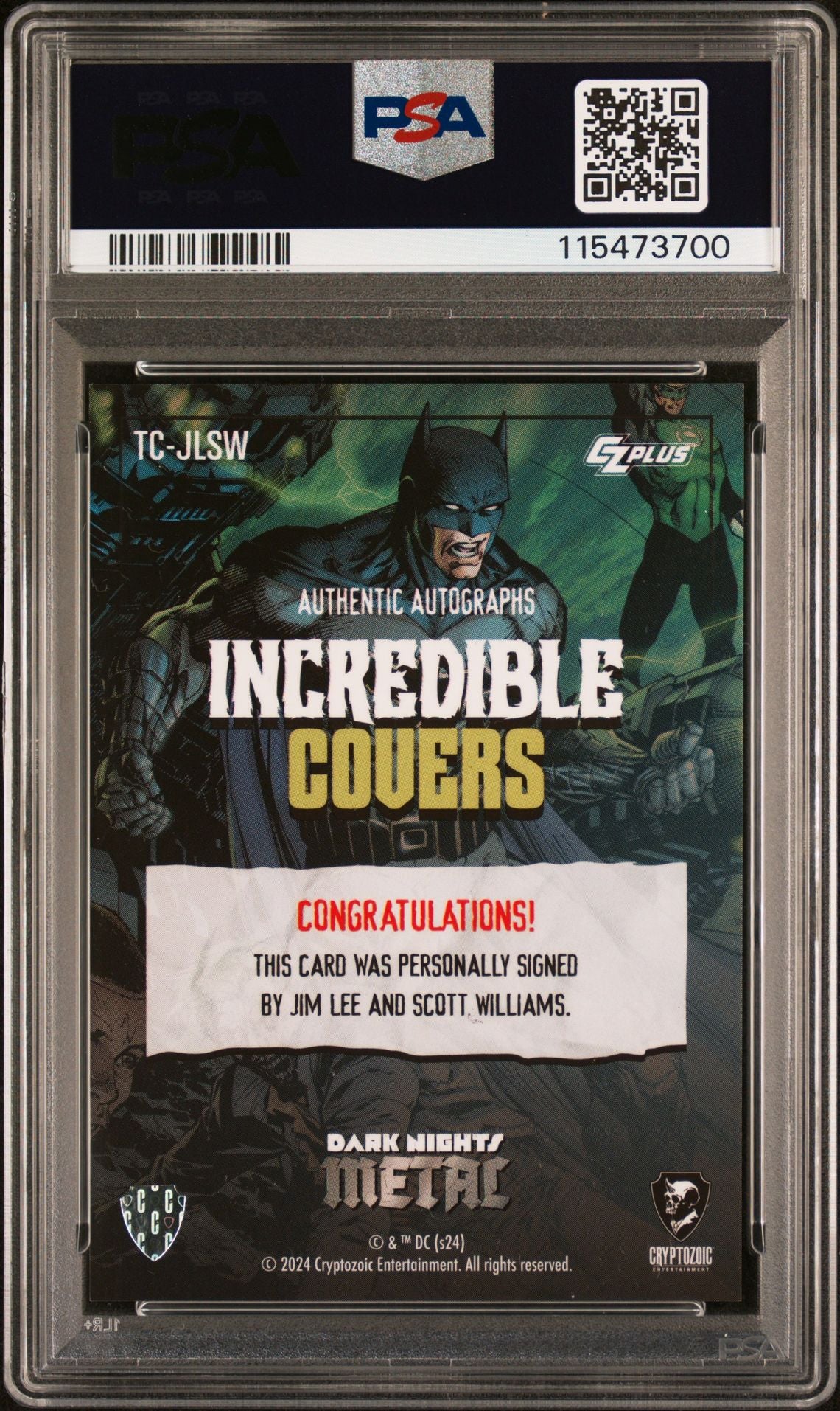 Dark Nights Metal: Dual Autographs SSJL JIM LEE/SCOTT SNYDER Gold PSA 9 Auto 10 (Top Pop)