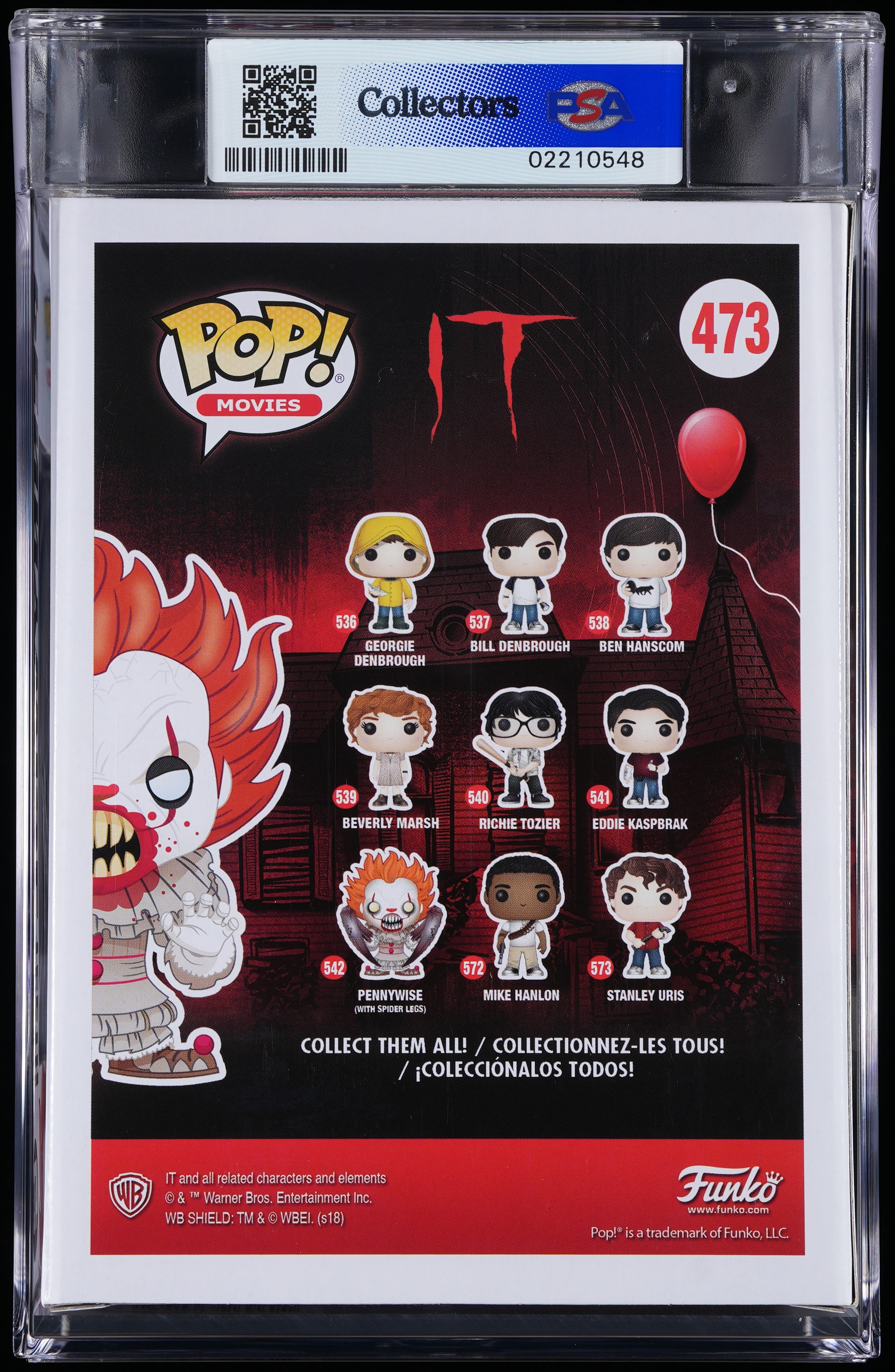 Funko Pop! PSA Graded IT: Pennywise w/Teeth (FYE) PSA Graded 8.5 NM-MT+ Vinyl Figure #473 Cert #02210548