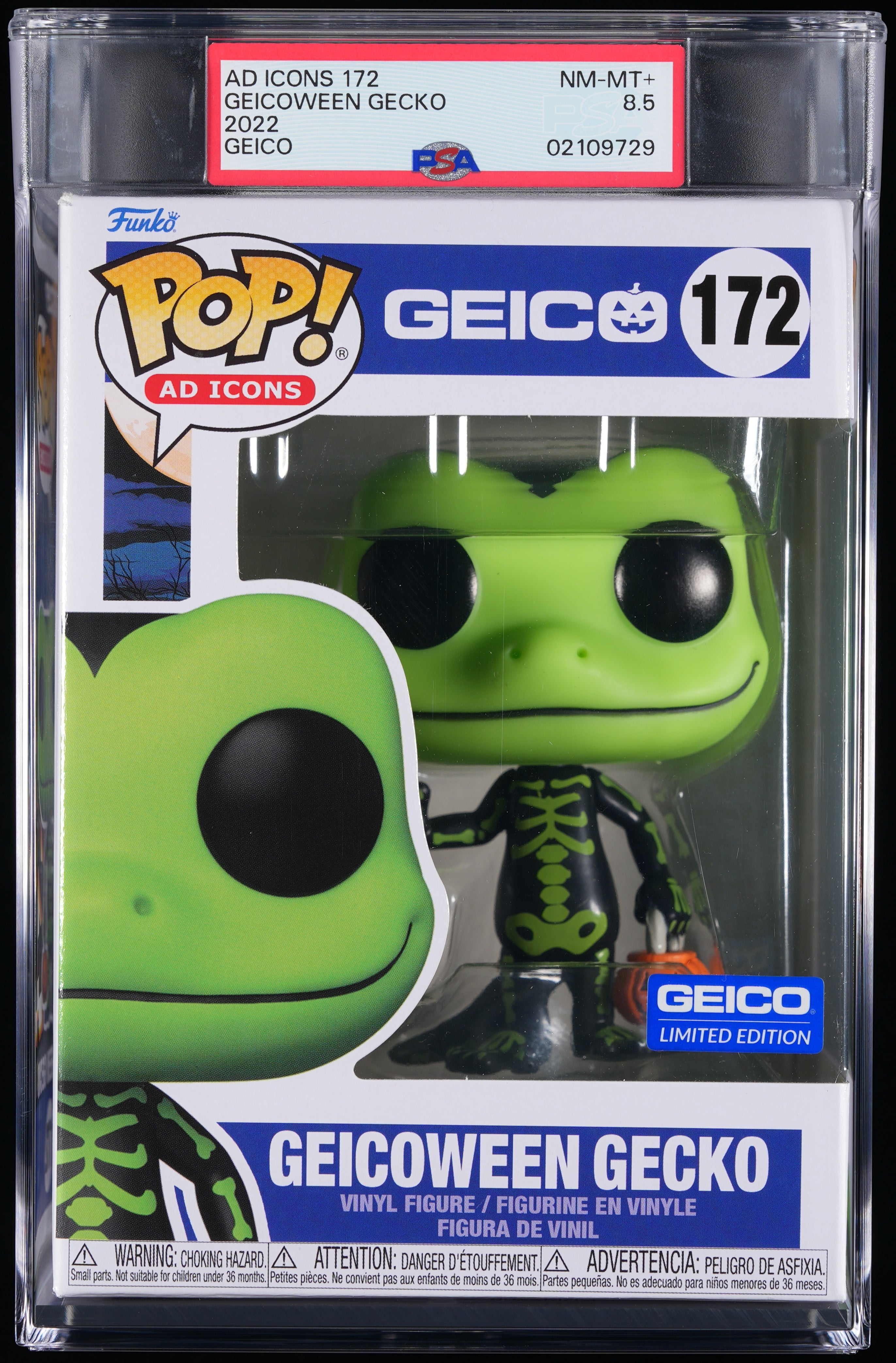 Funko Pop! PSA Graded Geico: Geicoween Gecko PSA Graded 8.5 NM-MT+ Vinyl Figure #172 Cert #02109729