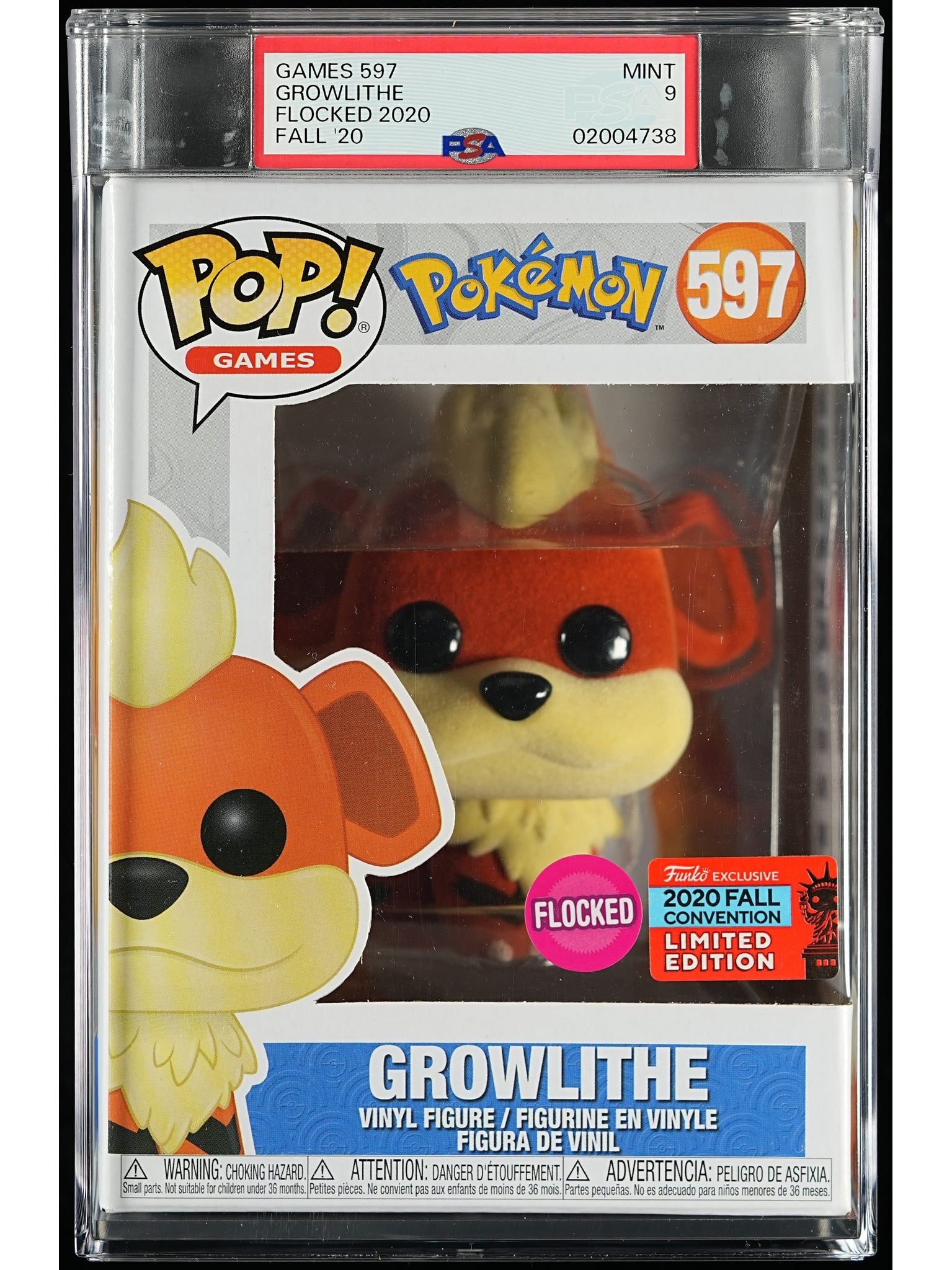 Funko Pop! Pokemon: Growlithe PSA Graded Vinyl Figure #597 Cert #02004738