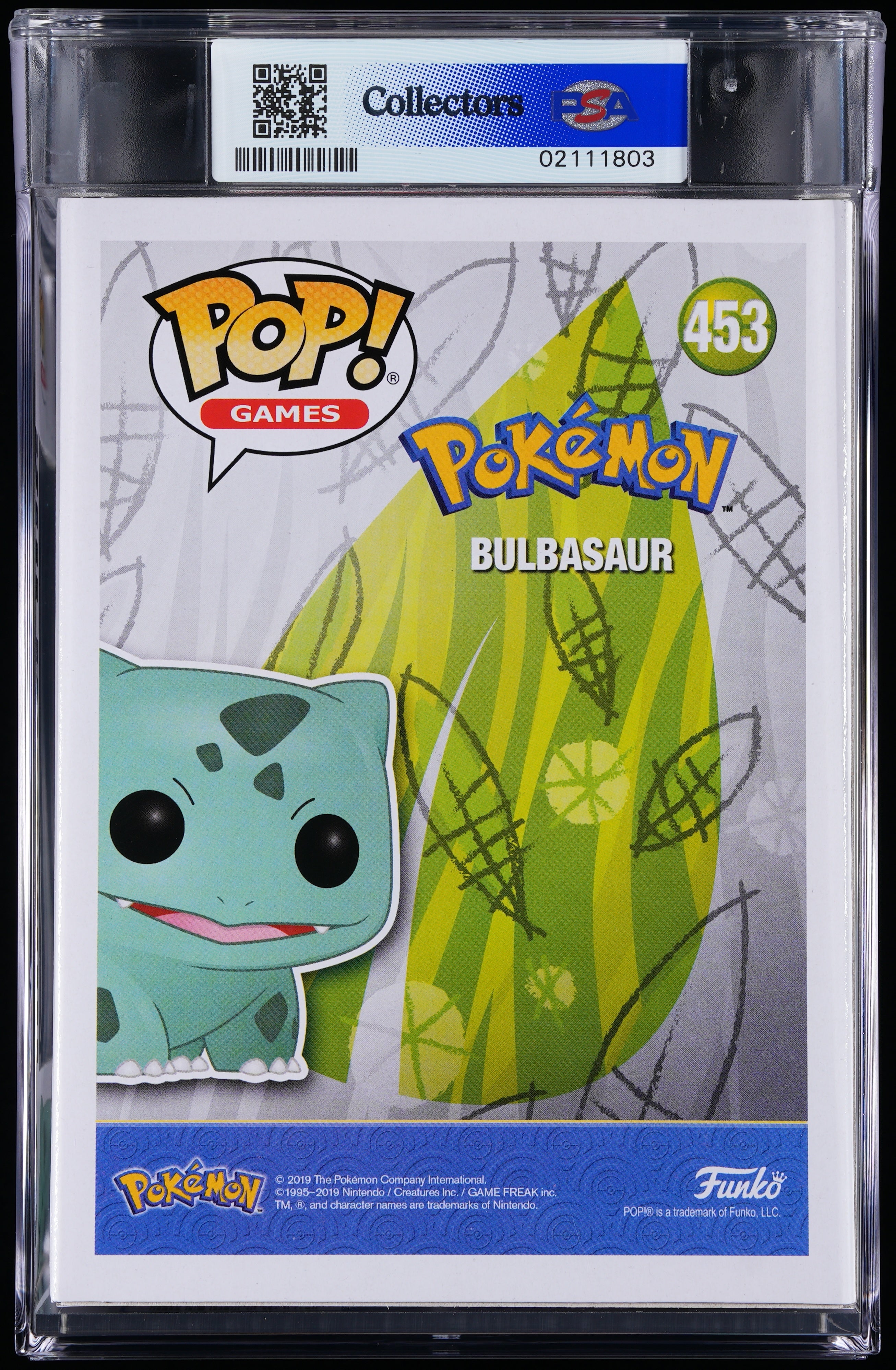 Funko Pop! PSA Graded Pokemon: Bulbasaur PSA Graded 8.5 NM-MT+ Vinyl Figure #453 Cert #02111803