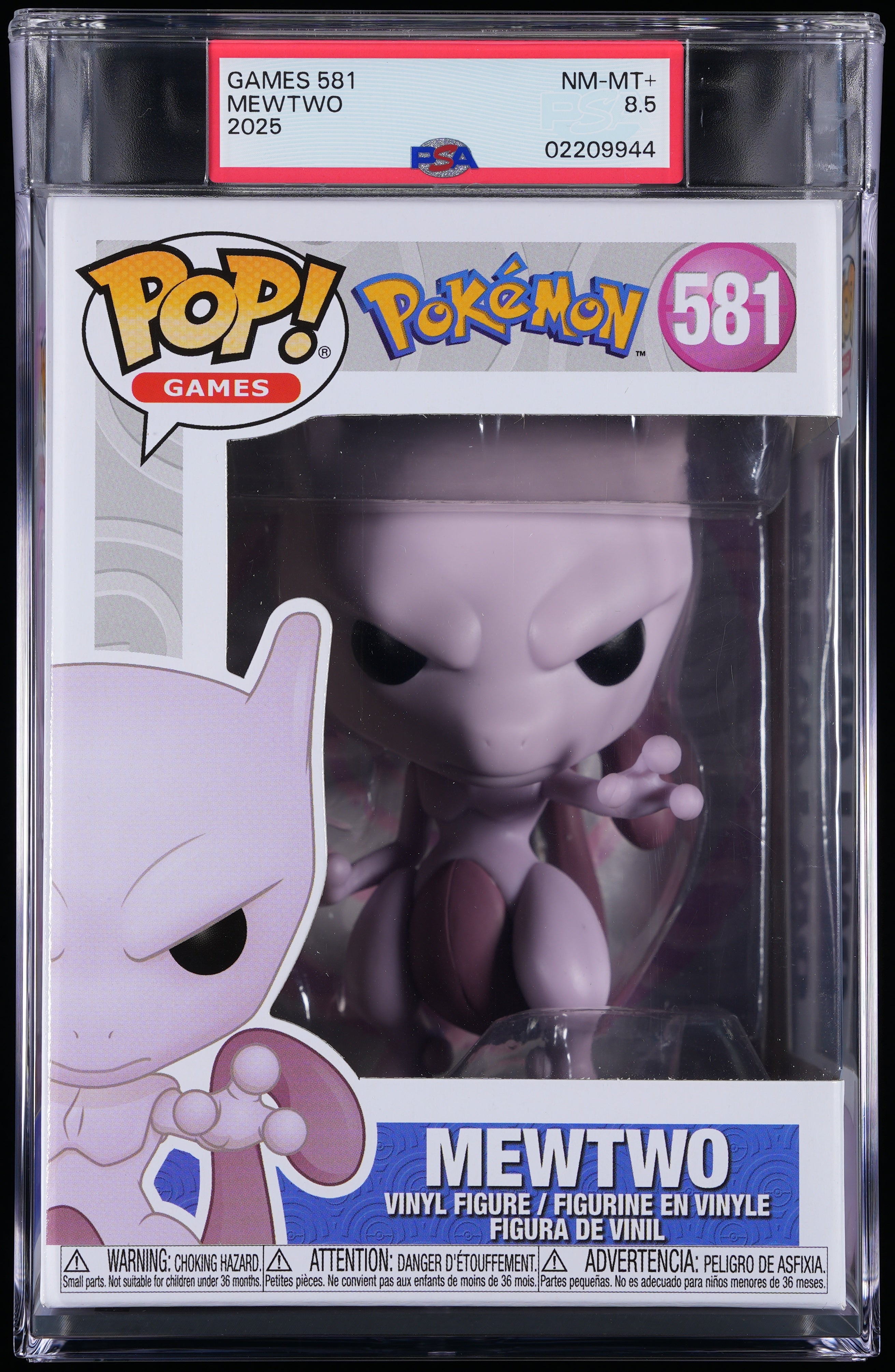 Funko Pop! PSA Graded Pokemon: Mewtwo PSA Graded 8.5 NM-MT+ Vinyl Figure #581 Cert #02209944