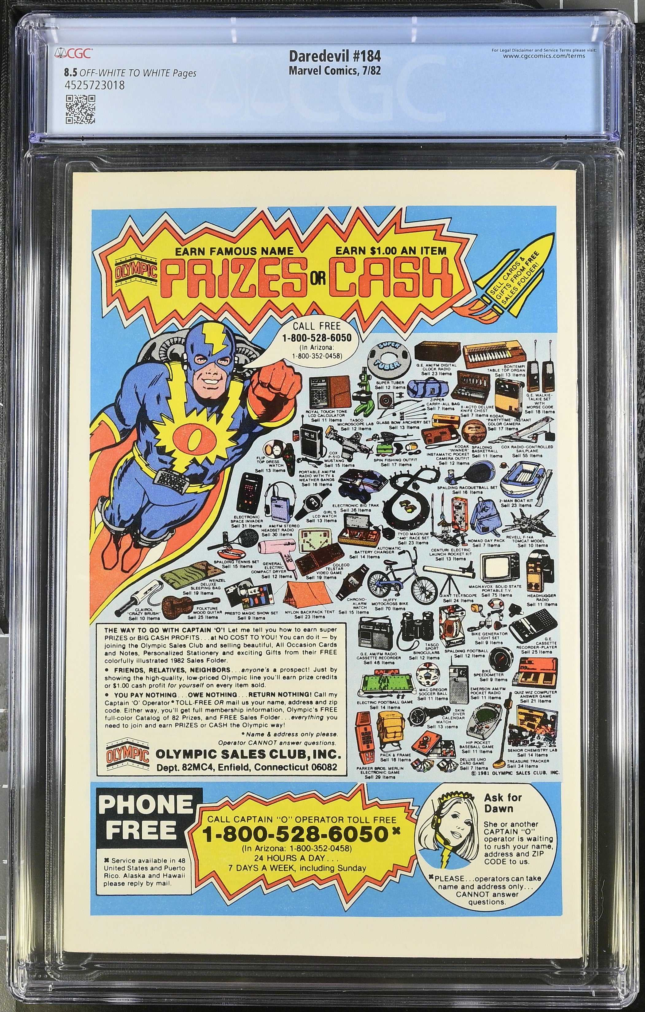 Marvel Comics: Daredevil 184 7/82 CGC 8.5 Cert #4525723018