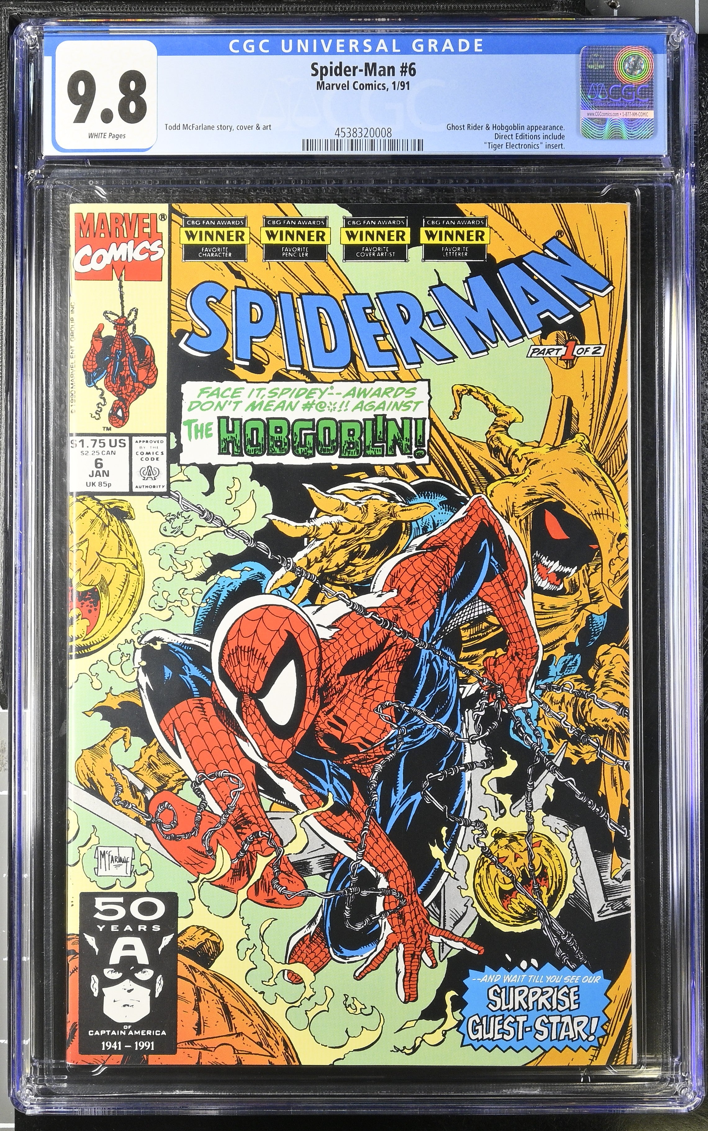 Marvel Comics: Spider-Man 6 1/91 CGC 9.8 Cert #4538320008 – Boxed