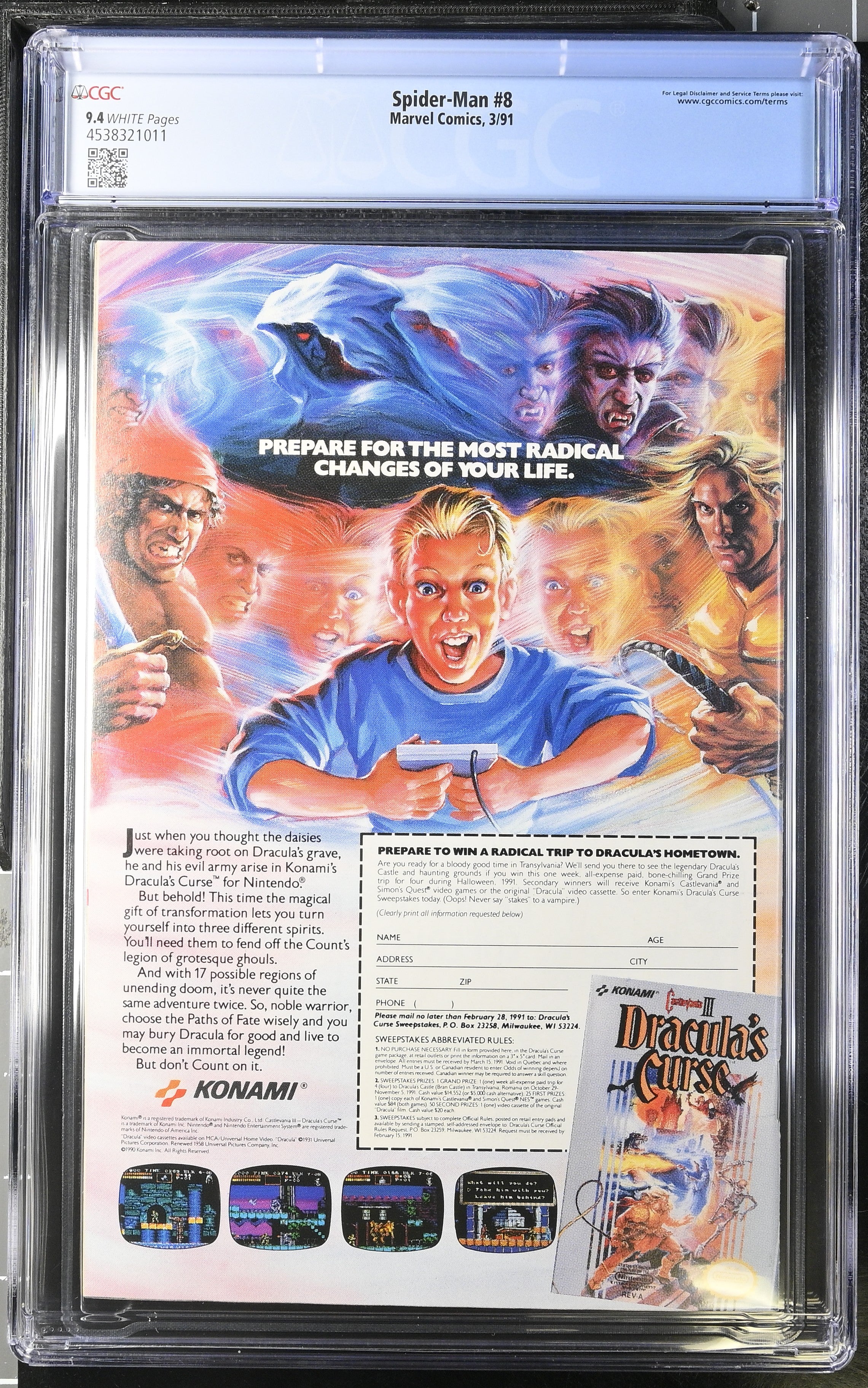 Marvel Comics: Spider-Man 8 3/91 CGC 9.4 Cert #4538321011