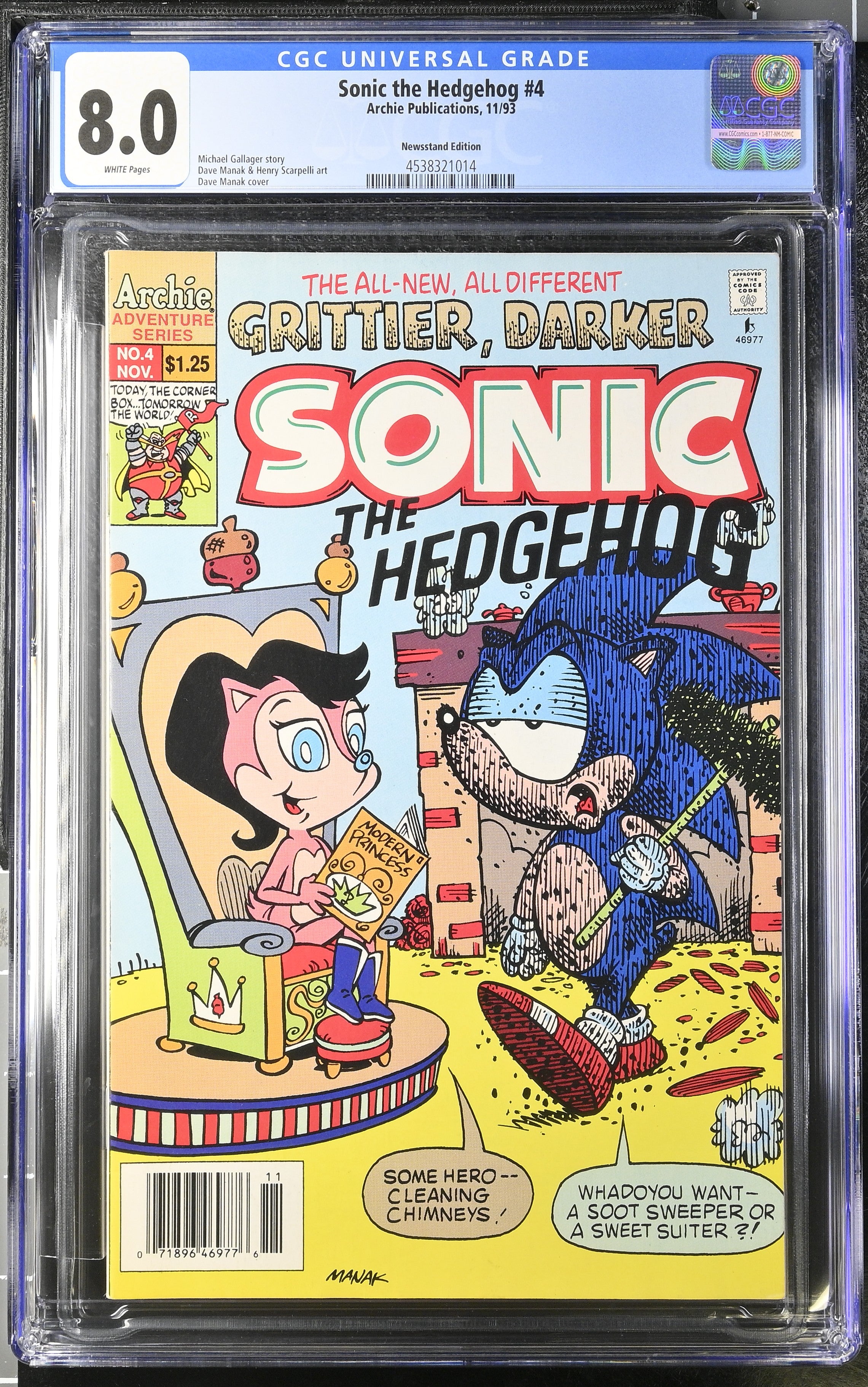 Archie Publications: Sonic the Hedgehog 4 11/93 CGC 8.0 Cert #4538321014