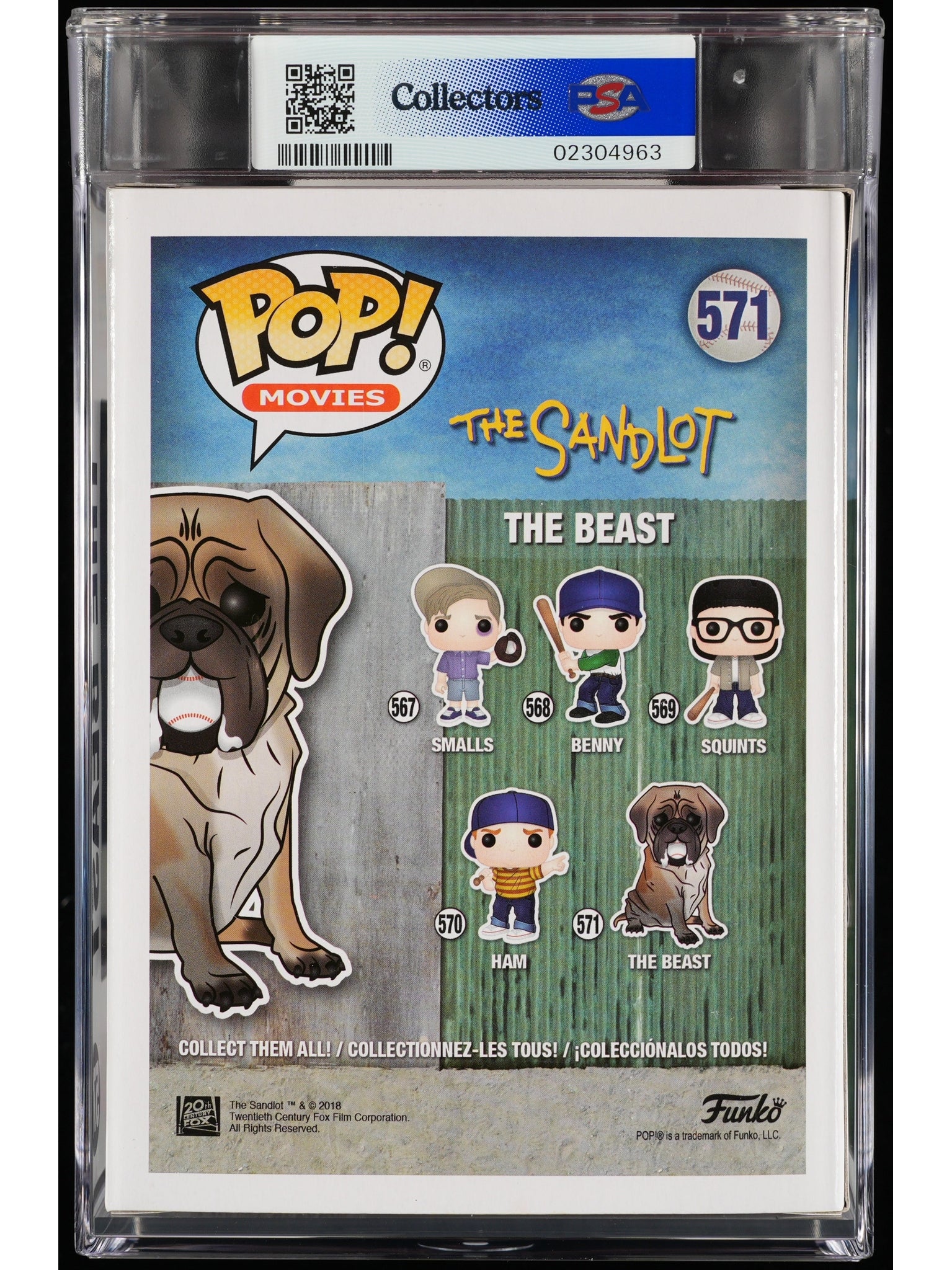 Funko Pop! The Sandlot: The Beast PSA Graded Vinyl Figure #571 Cert #02304963