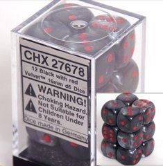 Chessex: Velvet Black/Red 12mm D6 Dice