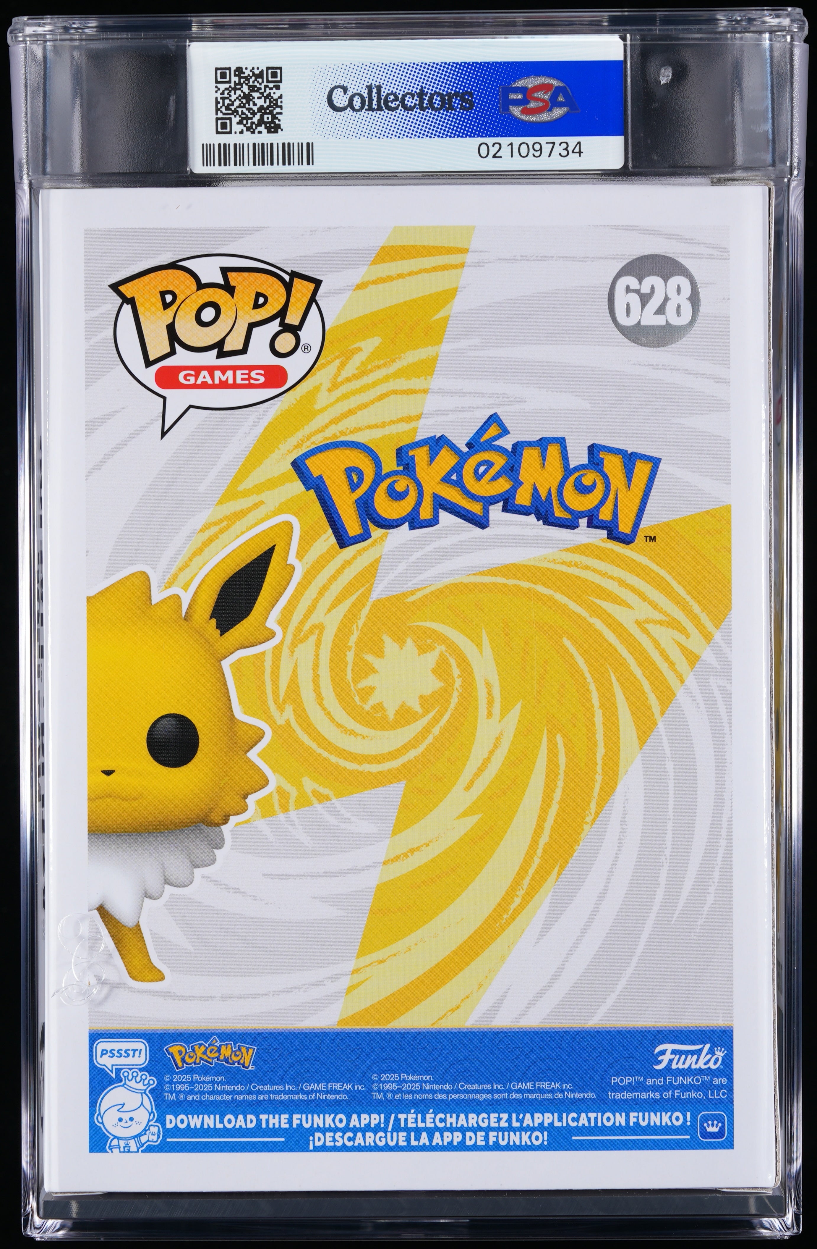 Funko Pop! PSA Graded Pokemon: Jolteon PSA Graded 9 MINT Vinyl Figure #628 Cert #02109734