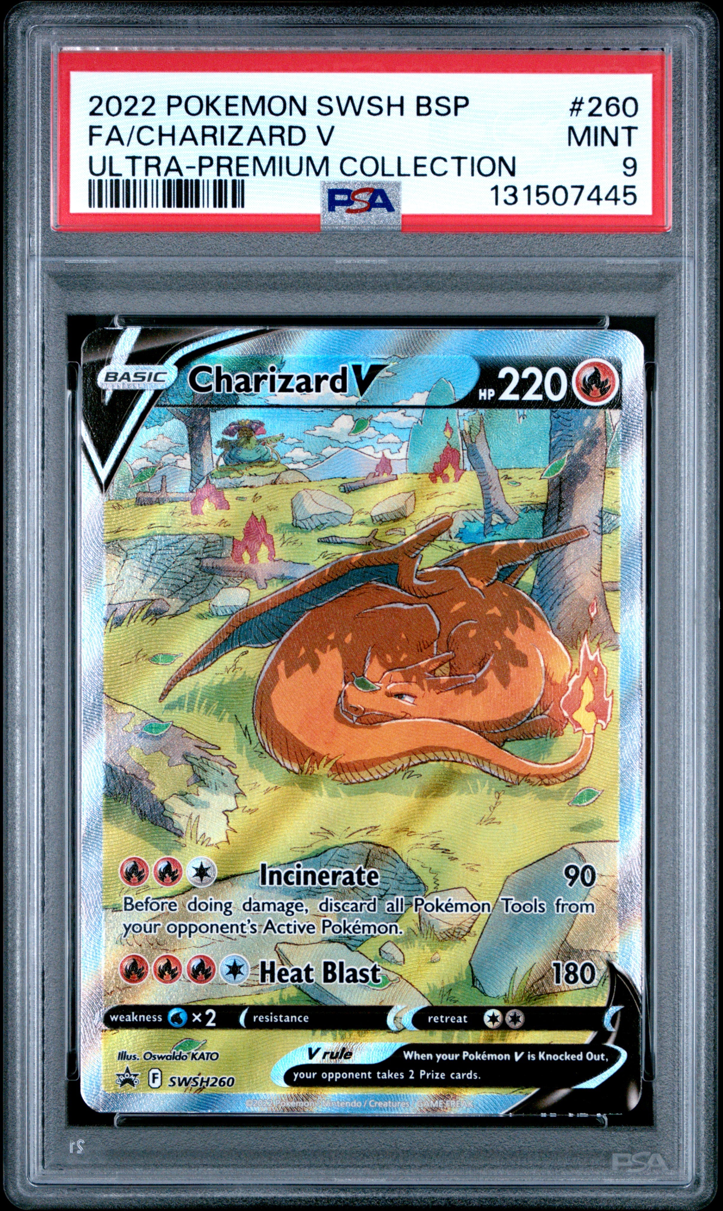 Pokemon Swsh Black Star Promo 260 Full Art/Charizard V Sword & Shield Ultra Premium Collection Charizard PSA 9 MINT Cert #131507445