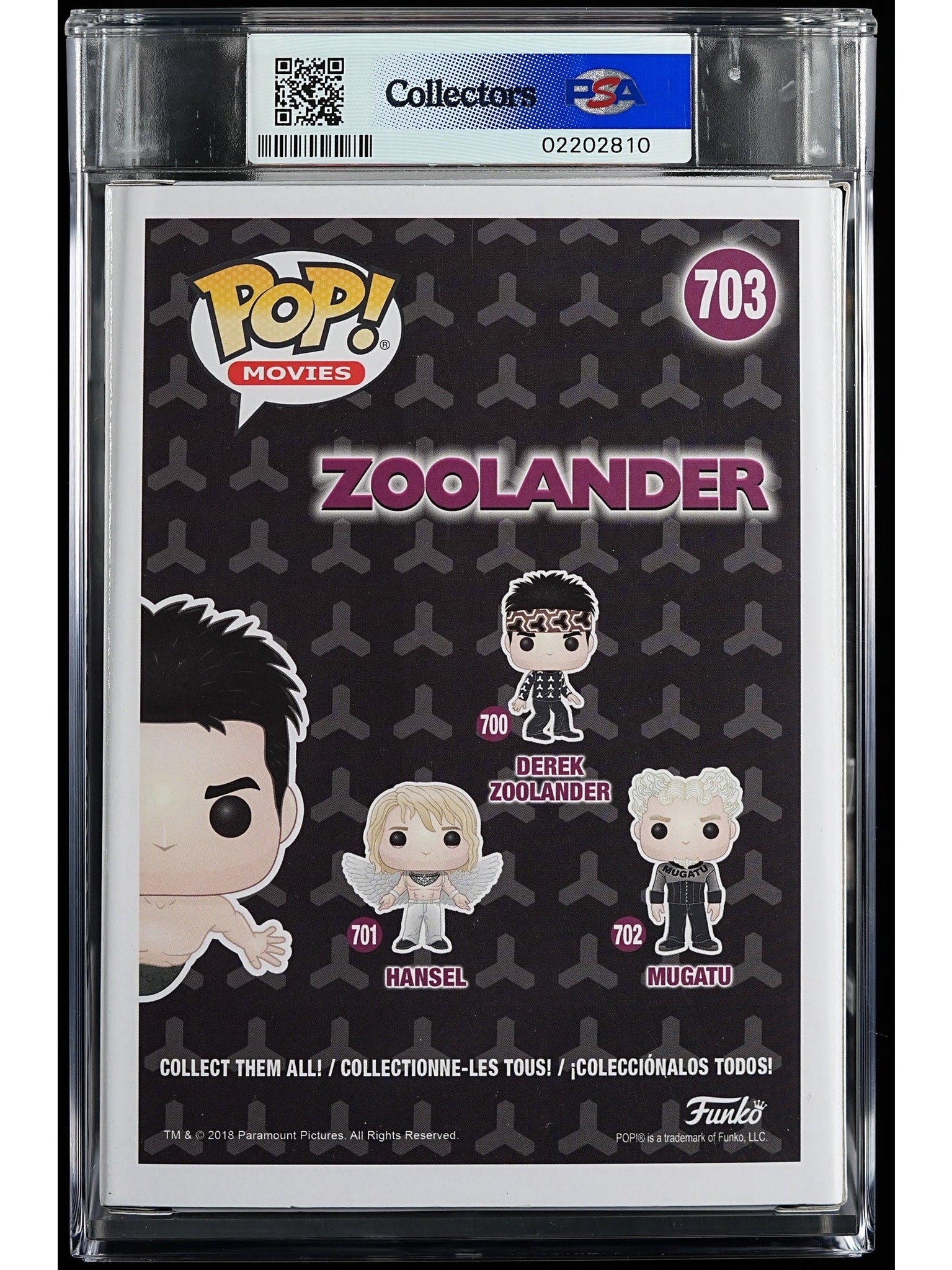 Funko Pop! Zoolander: Derek Zoolander PSA Graded Vinyl Figure #703