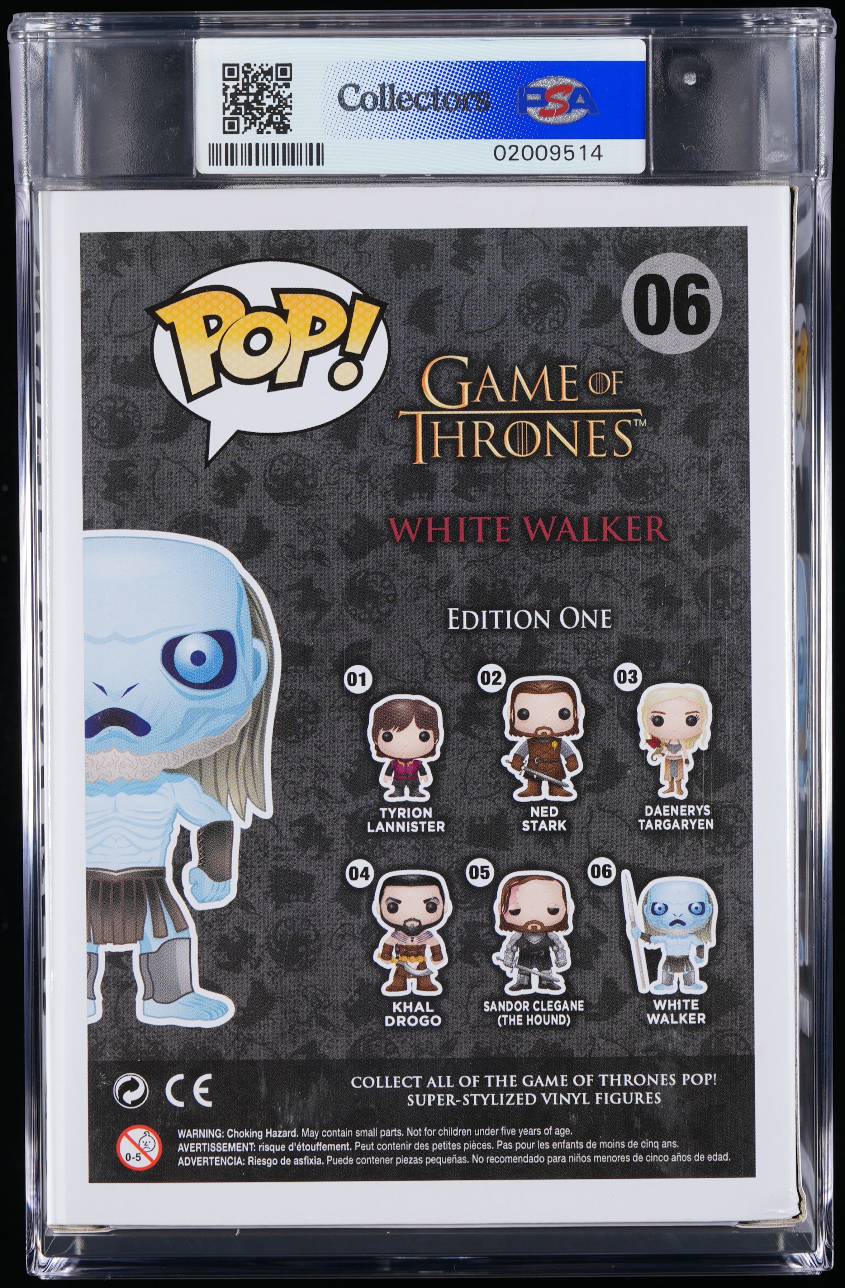 Funko Pop! PSA Graded Game of Thrones: White Walker PSA Graded 8.5 NM-MT+ Vinyl Figure #06 Cert #02009514