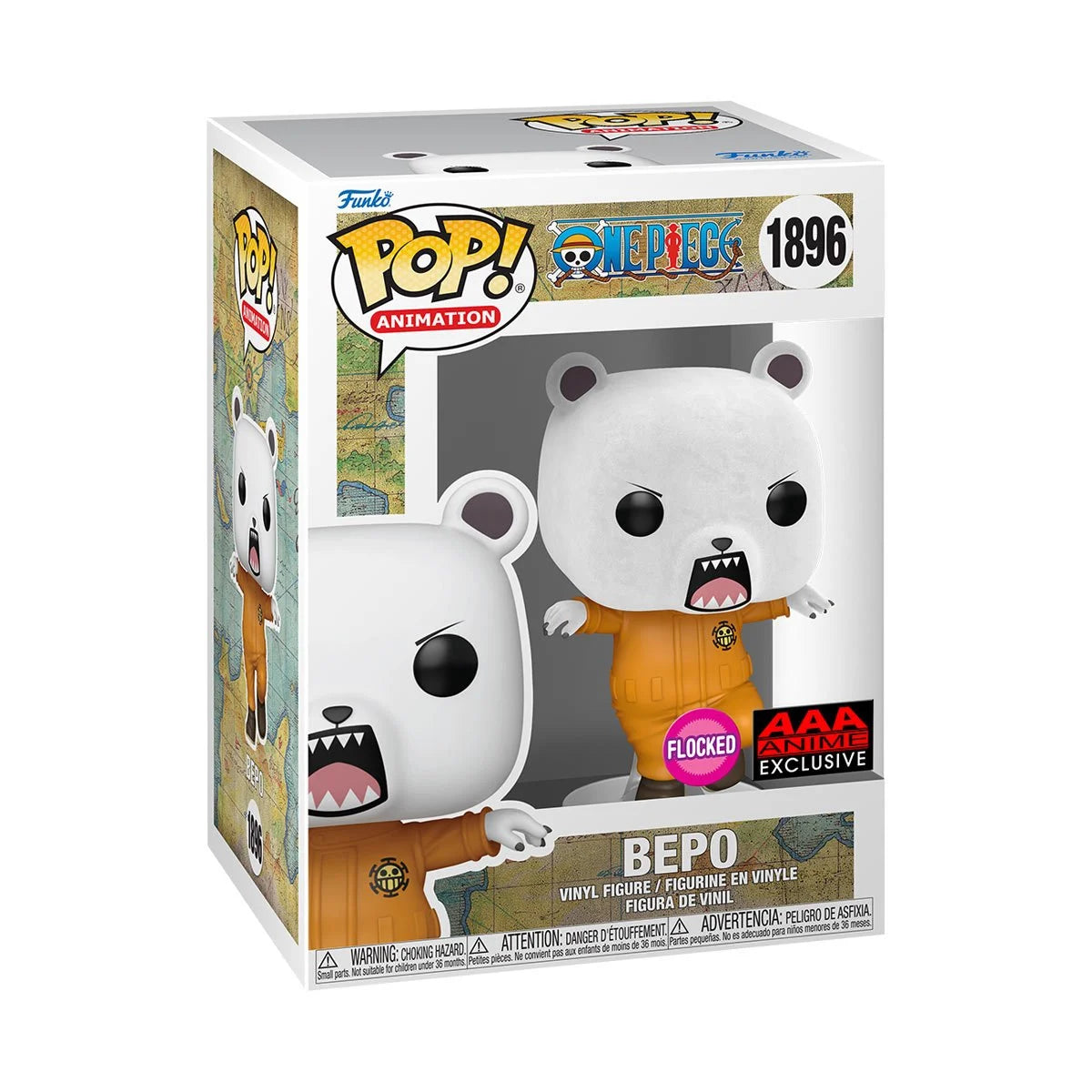 Funko Pop! One Piece: Bepo Bear Flocked AAA Anime Exclusive Vinyl Figure #1896