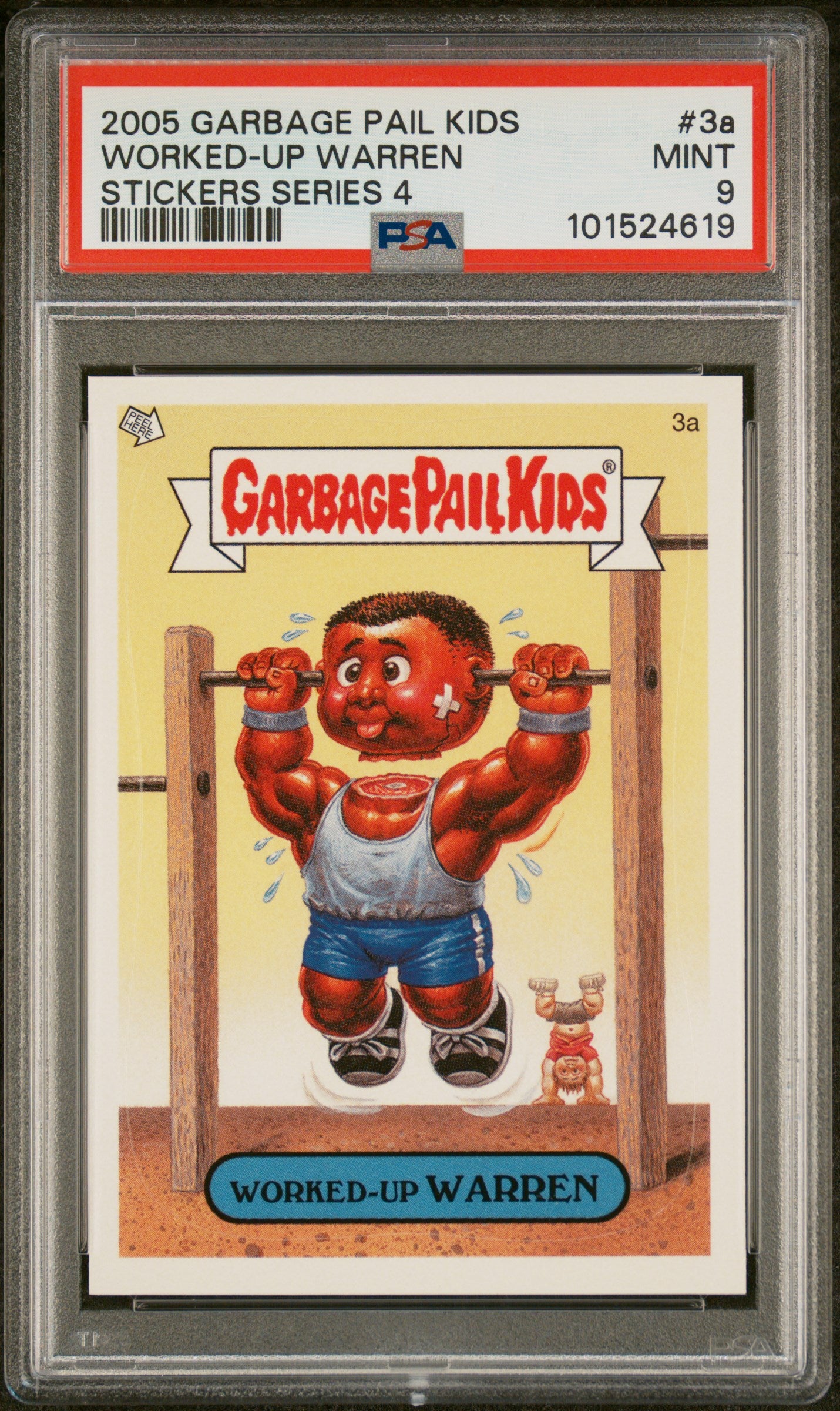 Garbage Pail Kids Stickers Series 4 3A Worked Up Warren PSA 9 MINT Cert #101524619