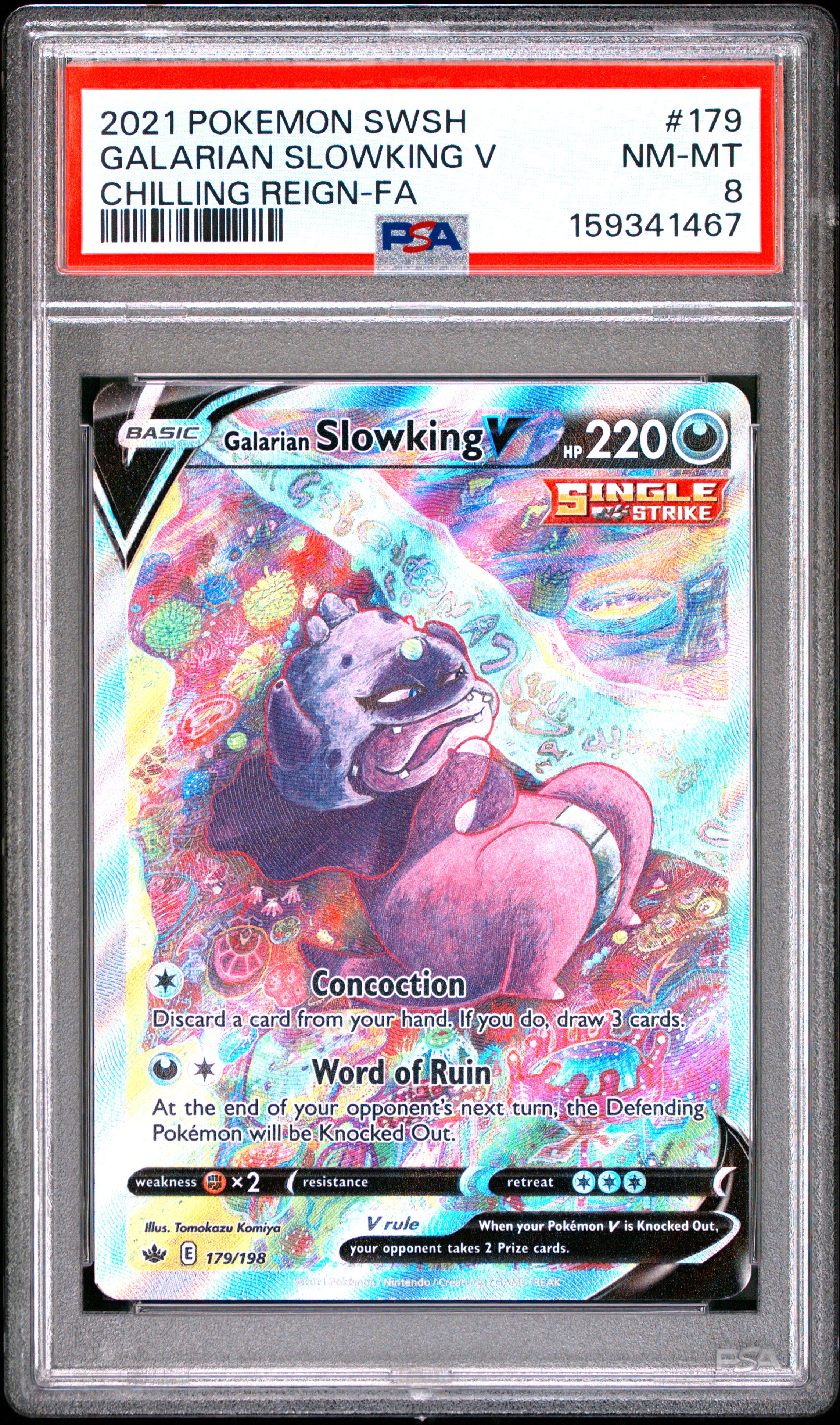 Pokemon Sword & Shield Chilling Reign 179 Full Art/Galarian Slowking V PSA 8 NM-MT Cert #159341467