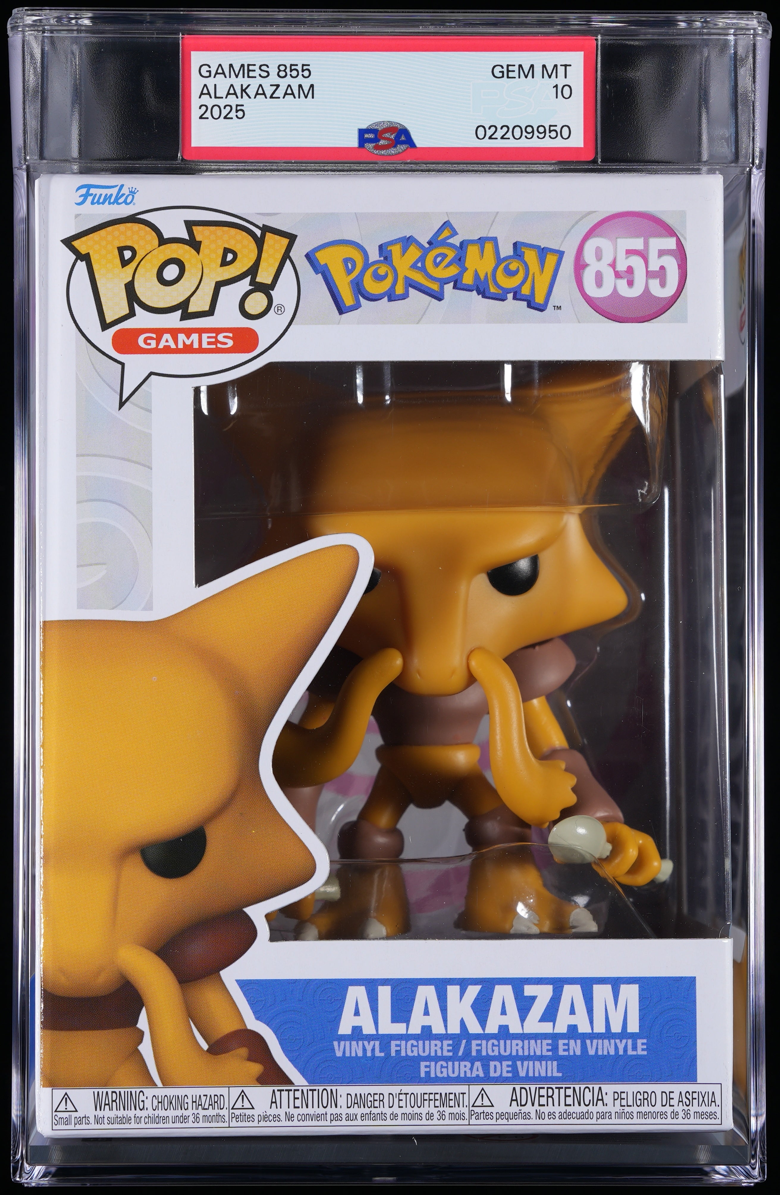 Funko Pop! PSA Graded Pokemon: Alakazam PSA Graded 10 GEM MINT Vinyl Figure #855 Cert #02209950