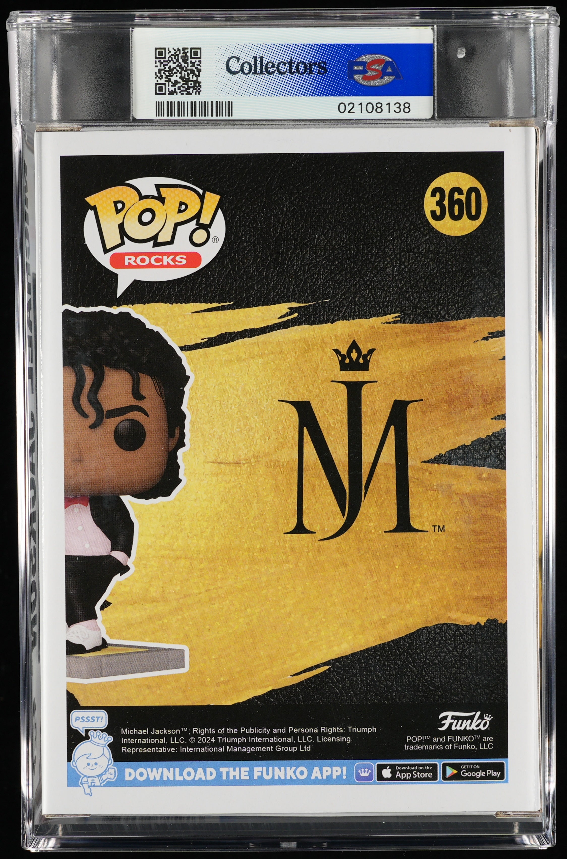 Funko Pop! PSA Graded Michael Jackson: Michael Jackson PSA Graded 10 GEM MINT Vinyl Figure #360 Cert #02108138