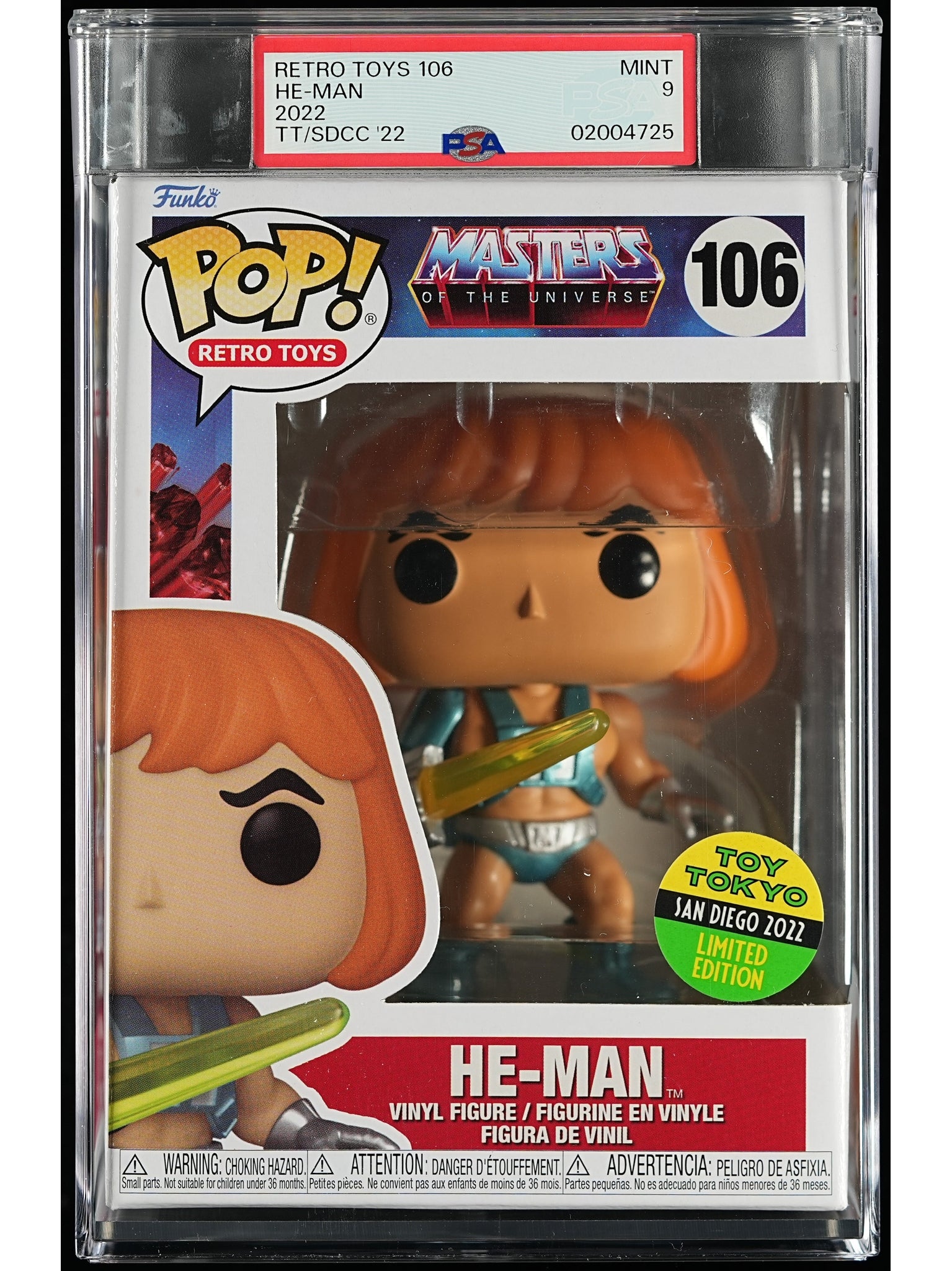 Funko Pop! Masters of the Universe: He-Man PSA Graded Vinyl Figure #106 Cert #02004725