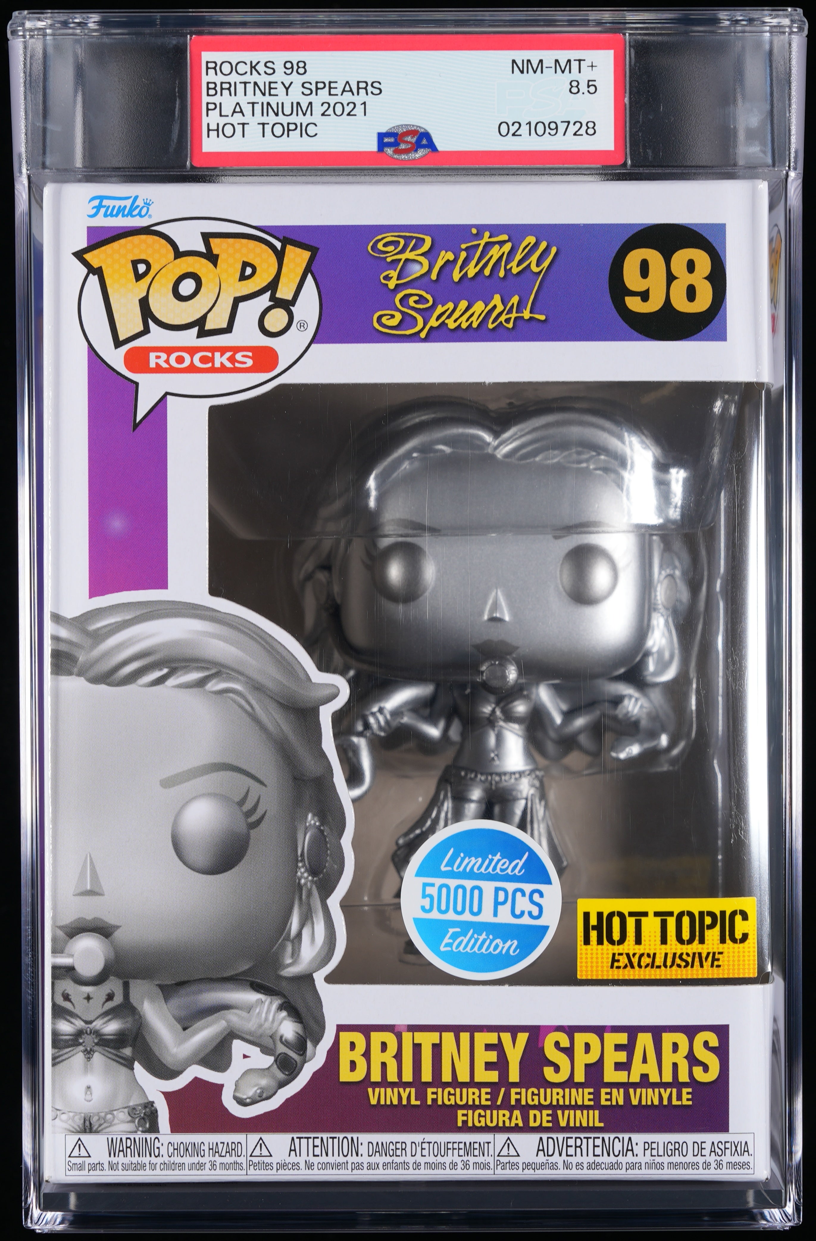 Funko Pop! PSA Graded Britney Spears: Britney Spears PSA Graded 8.5 NM-MT+ Vinyl Figure #98 Cert #02109728