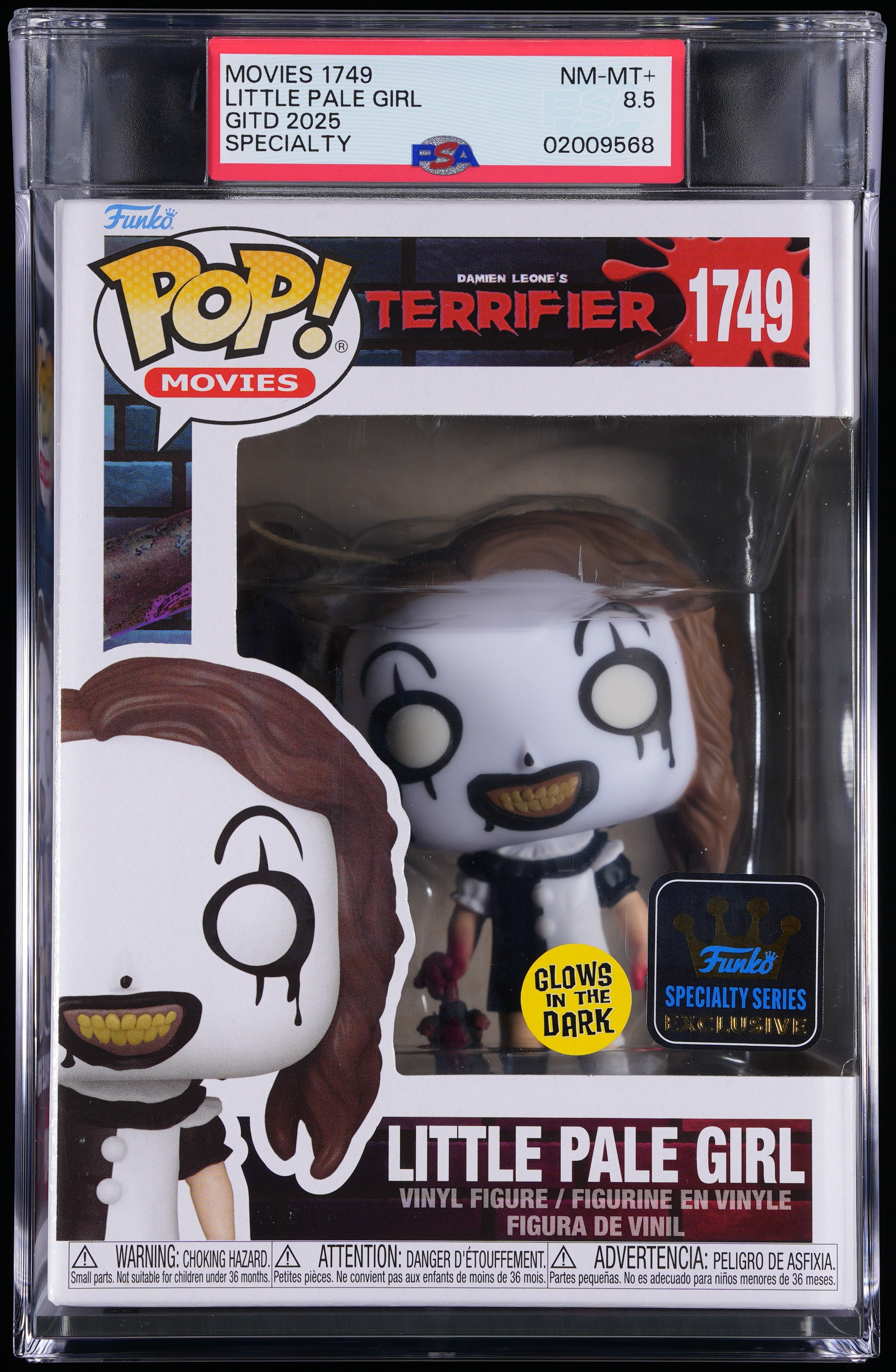 Funko Pop! PSA Graded Terrifier: Little Pale Girl (GITD Specialty Series)) PSA Graded 8.5 NM-MT+ Vinyl Figure #1749 Cert #02009568