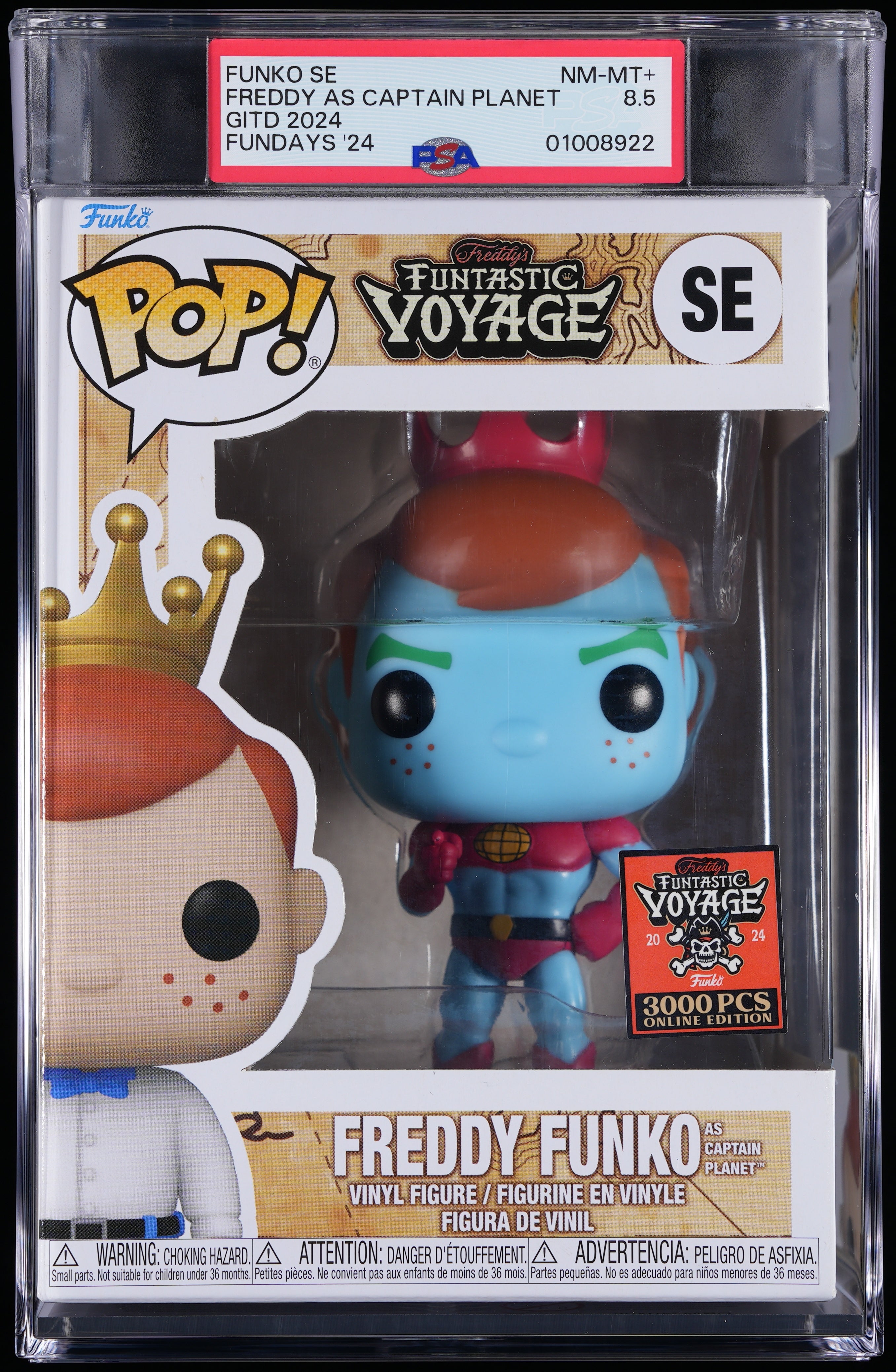 Funko Pop! PSA Graded Freddy Funko: Freddy as Captain Planet (2024 Funko Fundays) PSA Graded 8.5 NM-MT+ Vinyl Figure #SE Cert #01008922