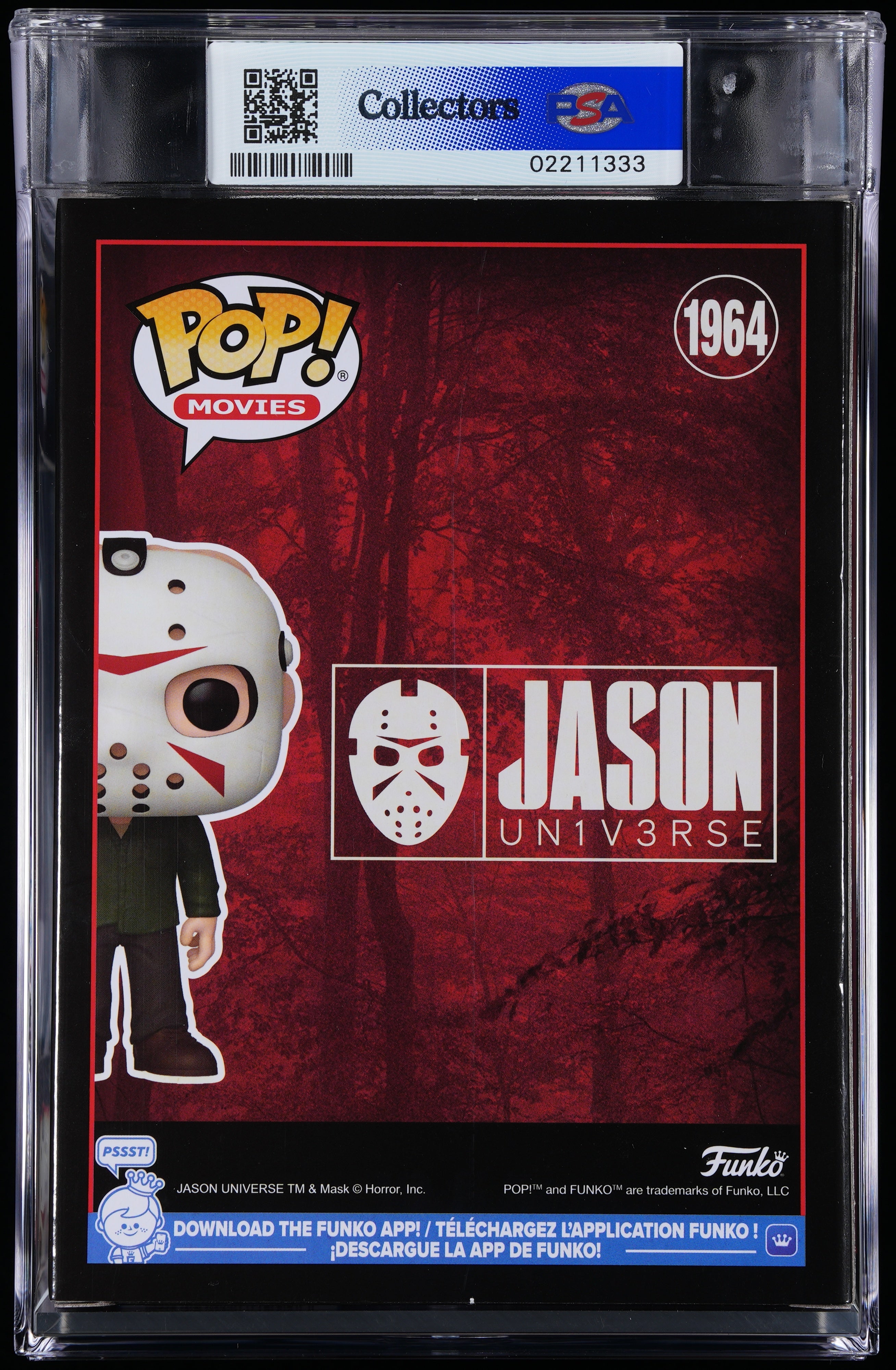 Funko Pop! PSA Graded Friday the 13th: Jason PSA Graded 10 GEM MINT Vinyl Figure #1964 Cert #02211333