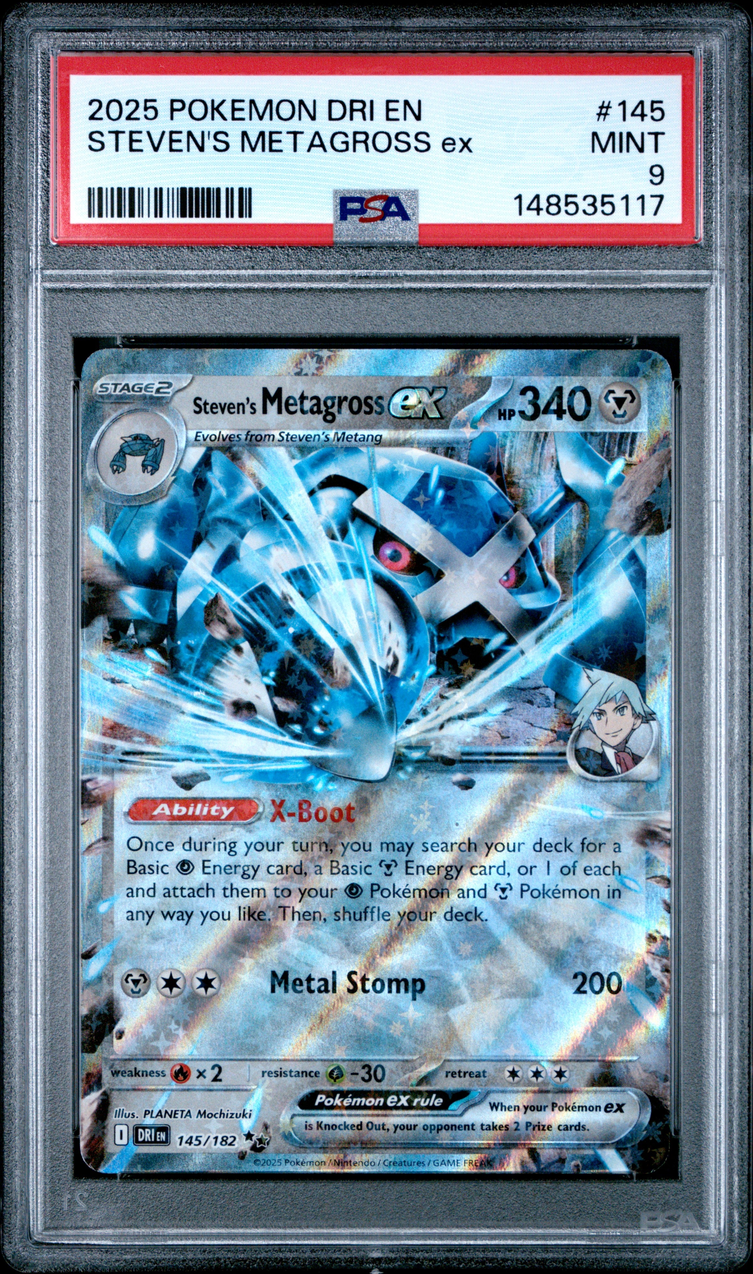 Pokemon Dri En Destined Rivals 145 Steven's Metagross Ex PSA 9 MINT Cert #148535117