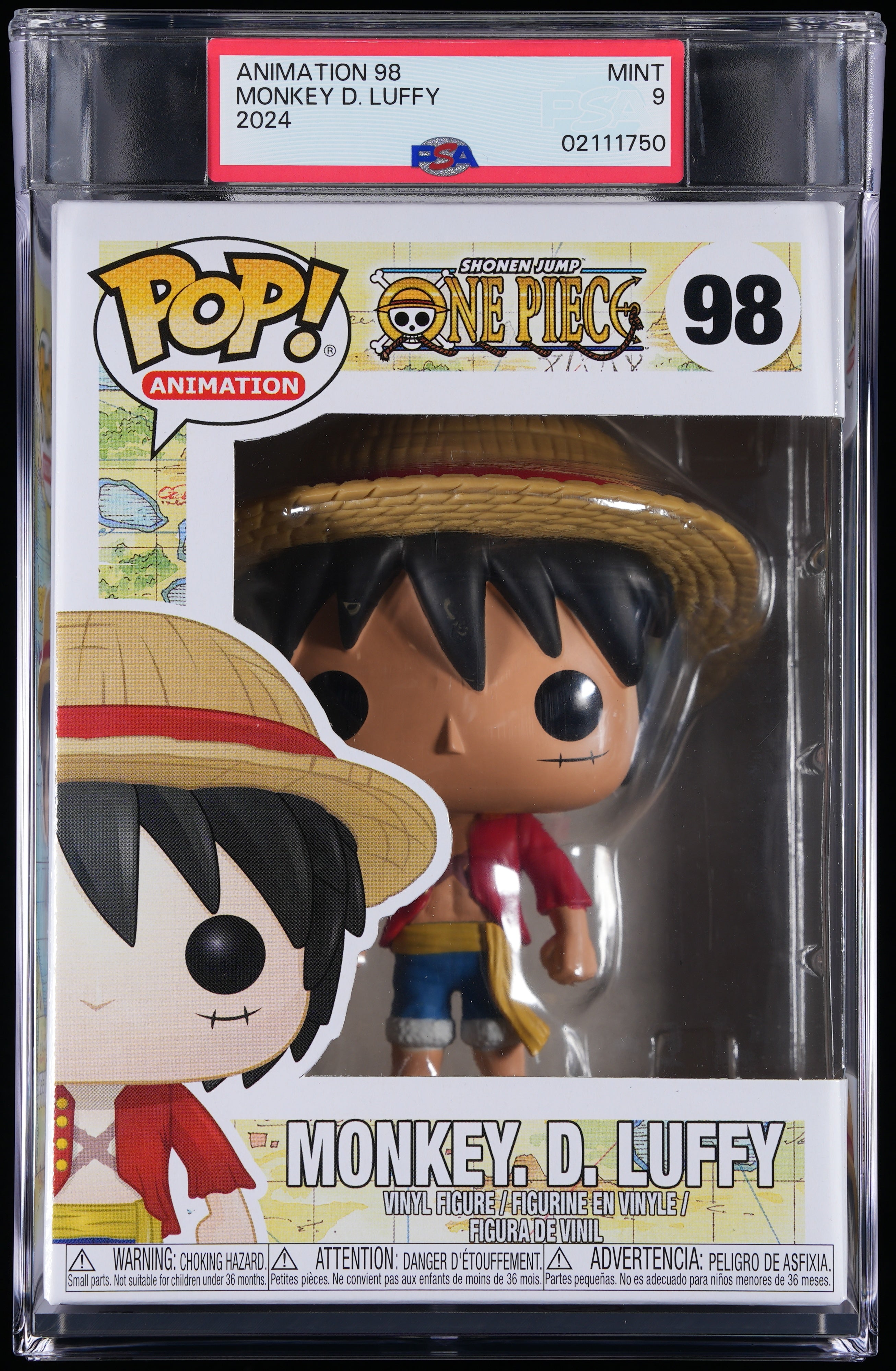 Funko Pop! PSA Graded One Piece: Monkey D. Luffy PSA Graded 9 MINT Vinyl Figure #98 Cert #02111750