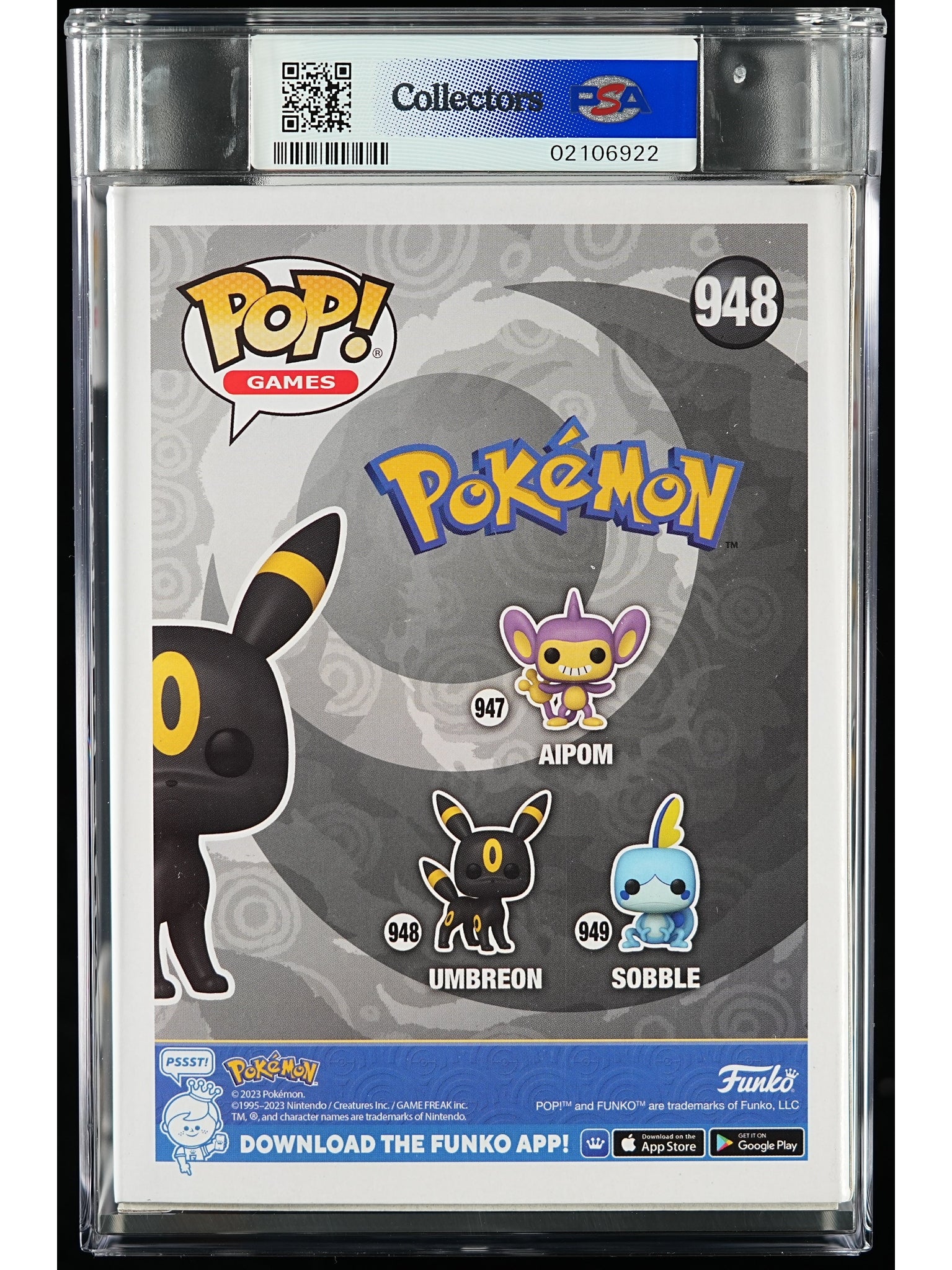 Funko Pop! Pokemon: Umbreon PSA Graded Vinyl Figure #948 Cert #02106922