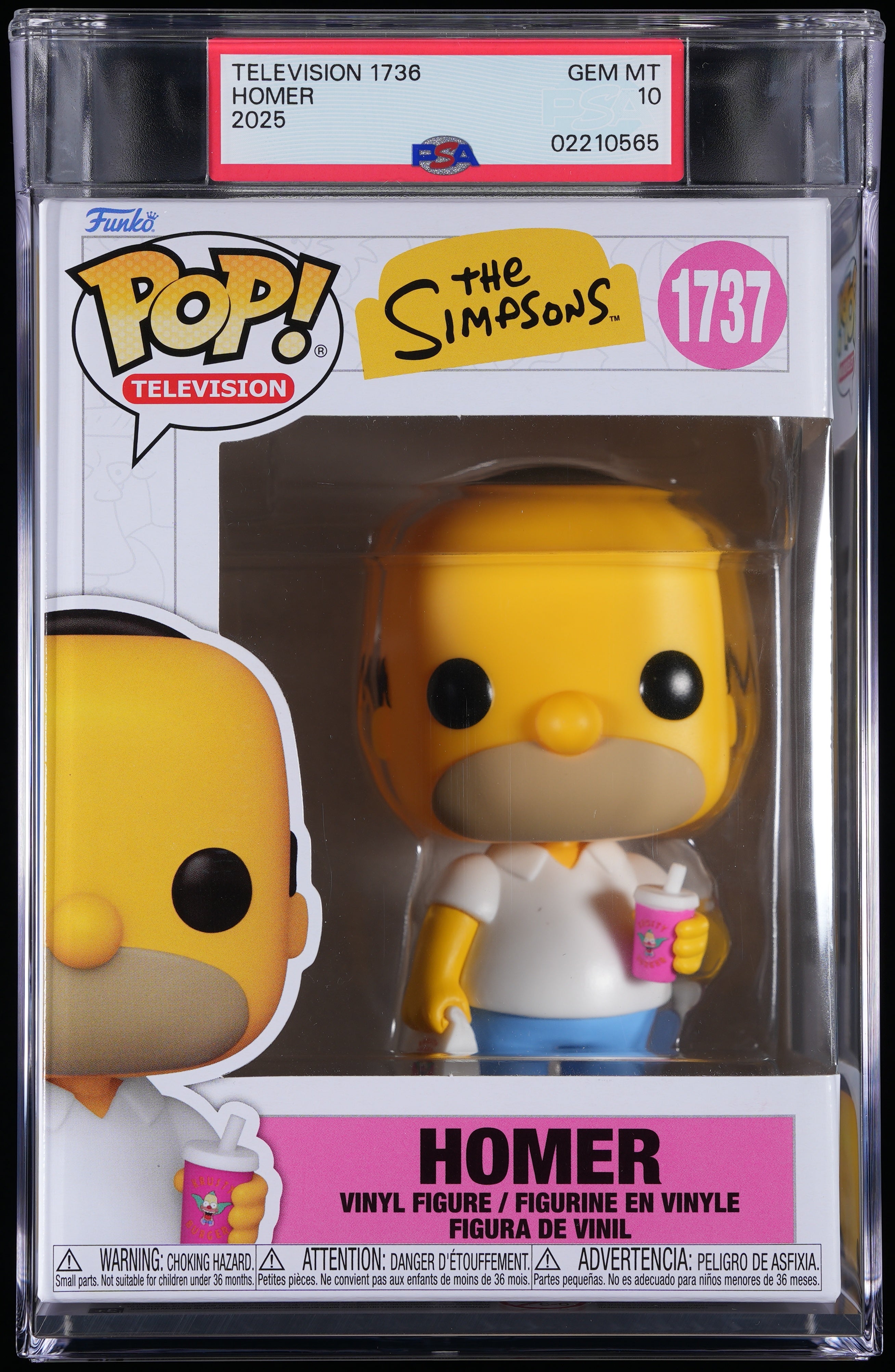 Funko Pop! PSA Graded The Simpsons: Homer Simpson PSA Graded 10 GEM MINT Vinyl Figure #1737 Cert #02210565