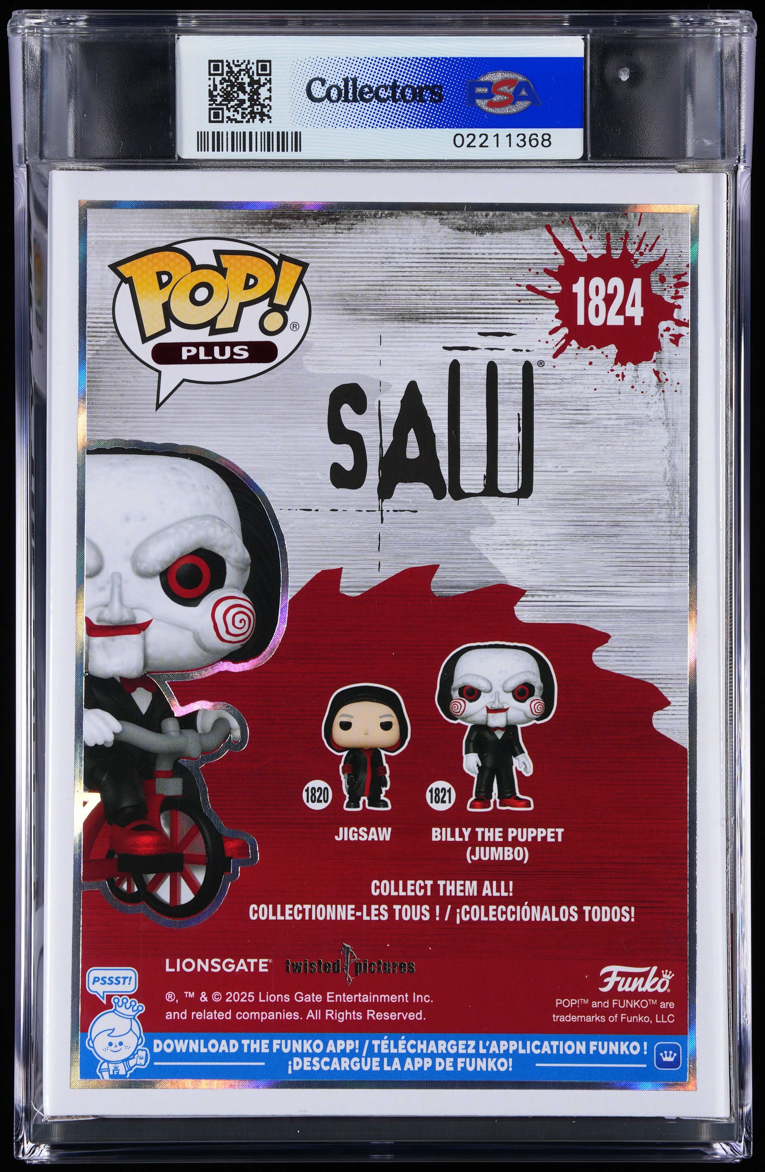 Funko Pop! PSA Graded Saw: Billy The Puppet PSA Graded 8.5 NM-MT+ Vinyl Figure #1824 Cert #02211368