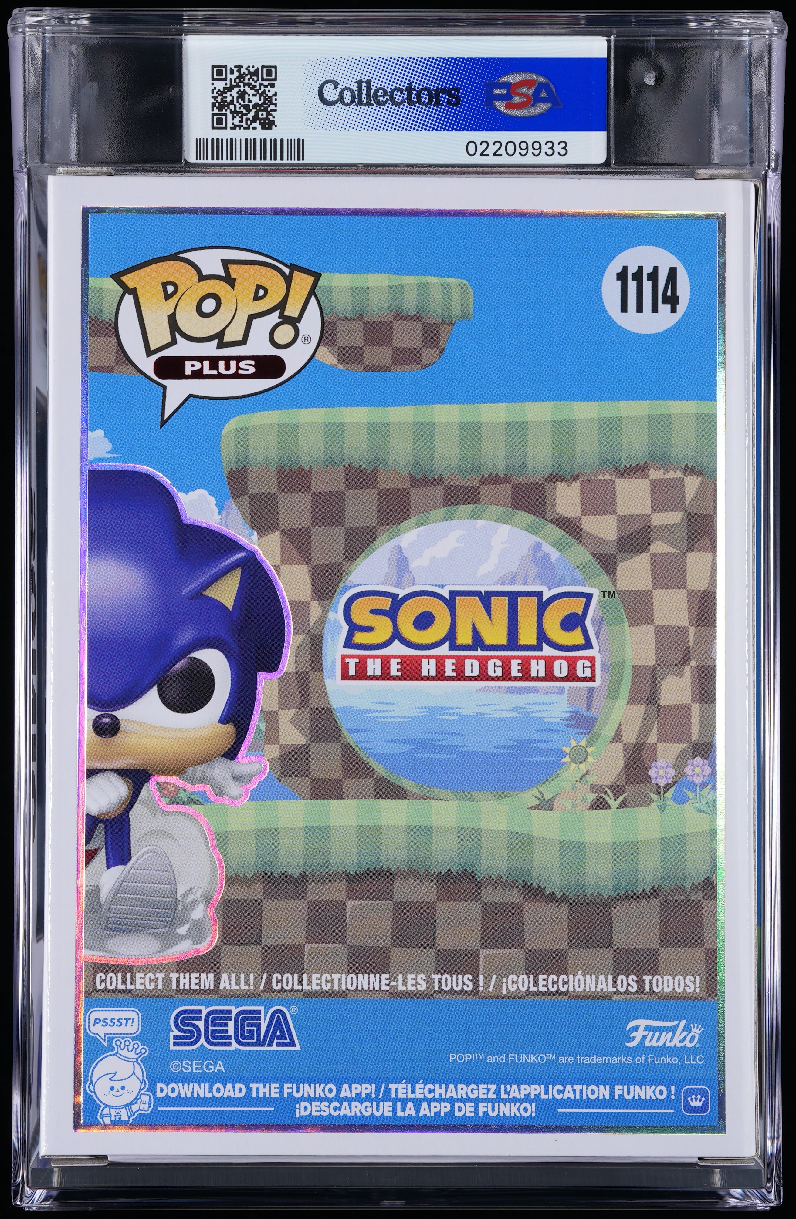 Funko Pop! PSA Graded Sonic the Hedgehog: Sonic PSA Graded 9 MINT Vinyl Figure #1114 Cert #02209933