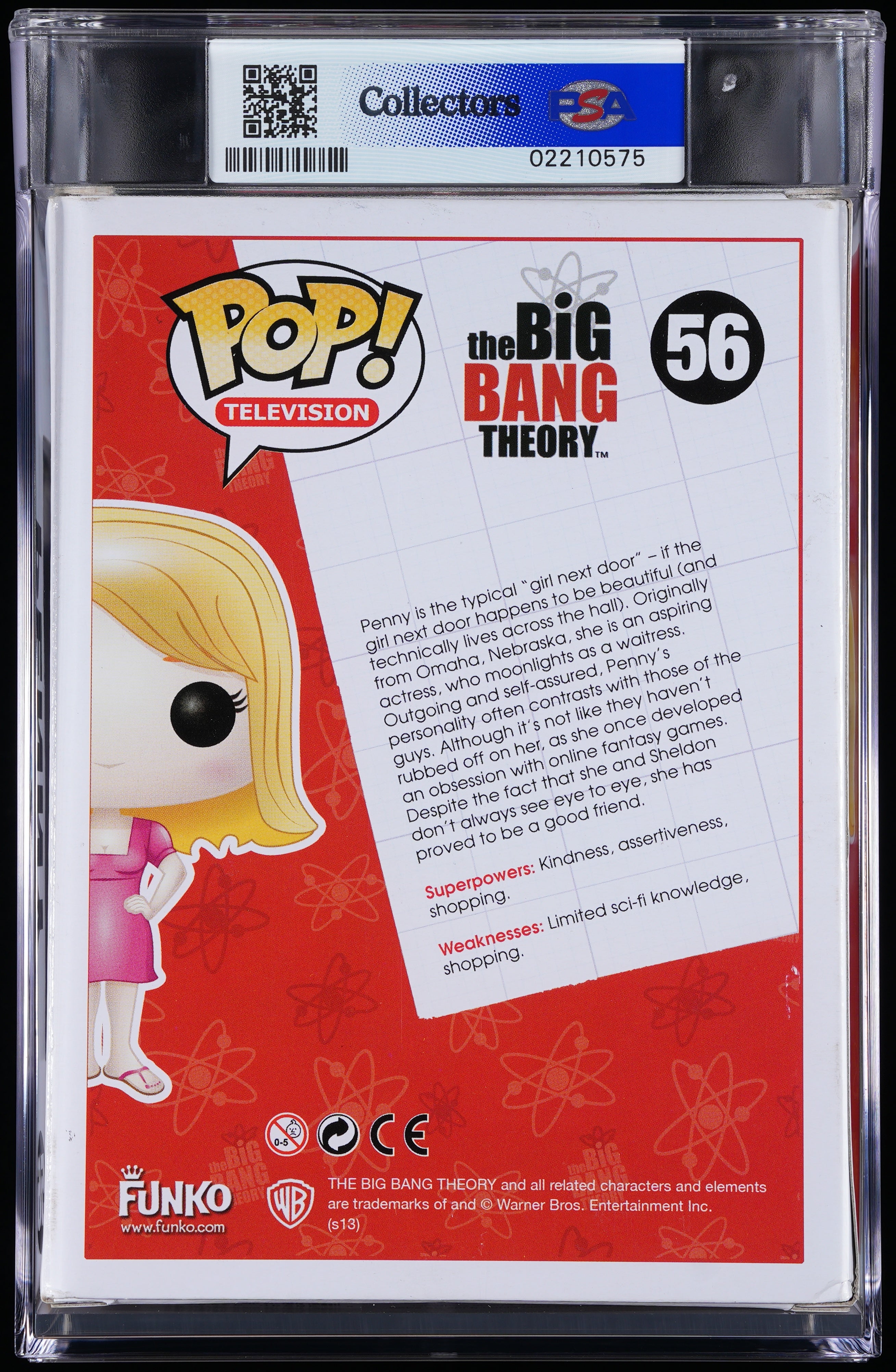 Funko Pop! PSA Graded The Big Bang Theory: Penny PSA Graded 8.5 NM-MT+ Vinyl Figure #56 Cert #02210575