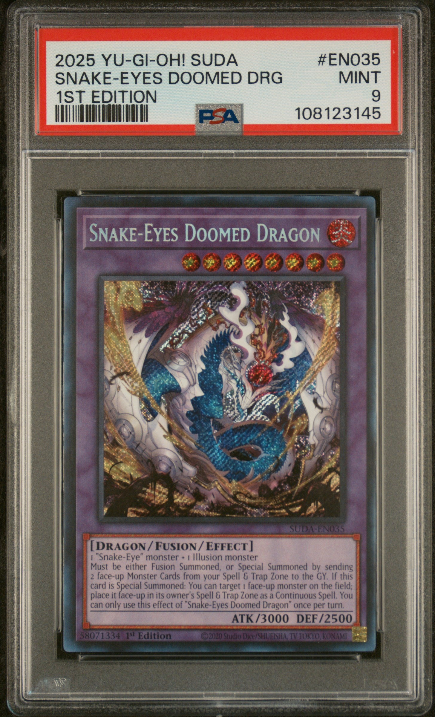 Yu-Gi-Oh! Suda-Supreme Darkness En035 Snake-Eyes Doomed Dragon 1St Edition Card Psa 9 Mint Cert #108123145